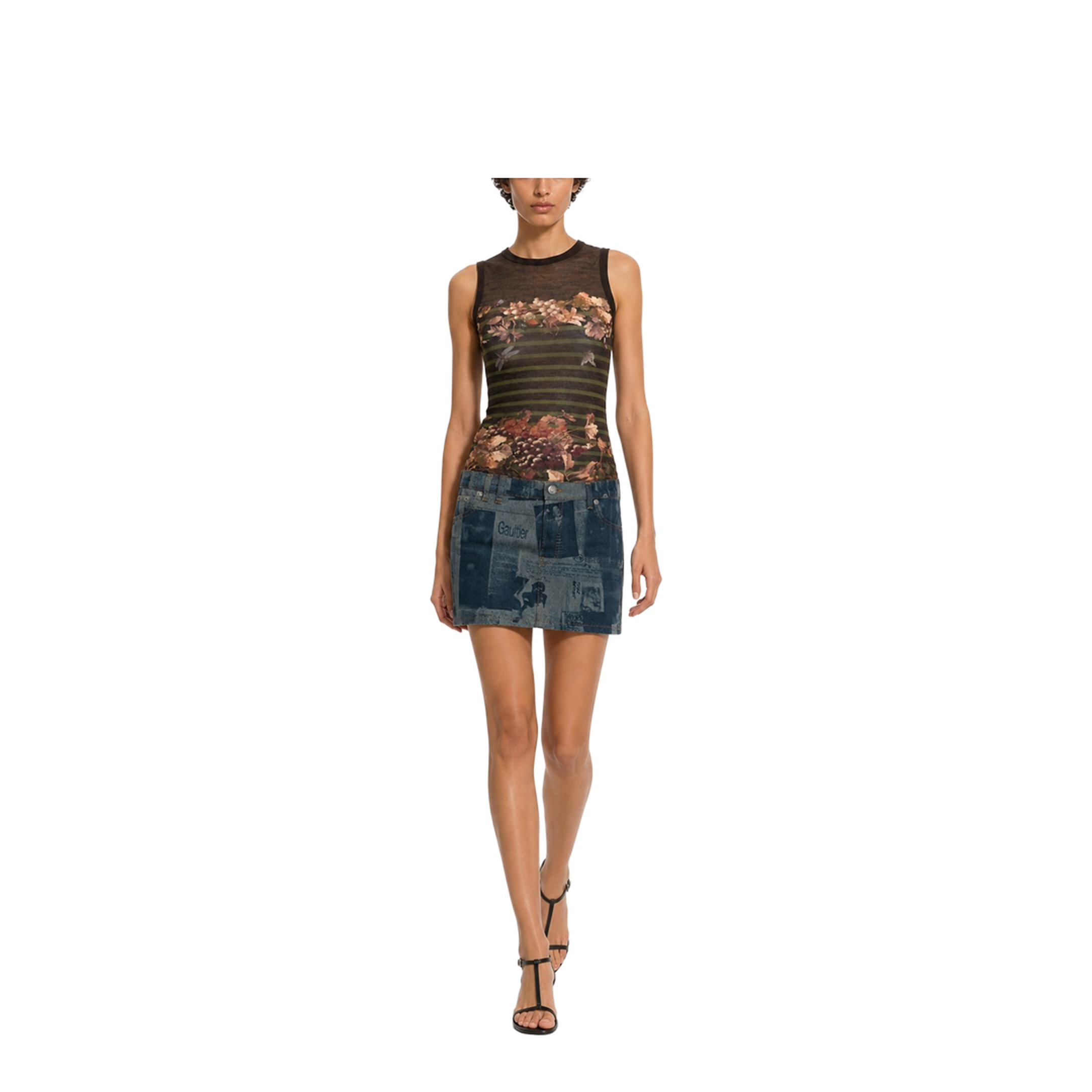 Miniskirt with Newspaper Print - Image 2
