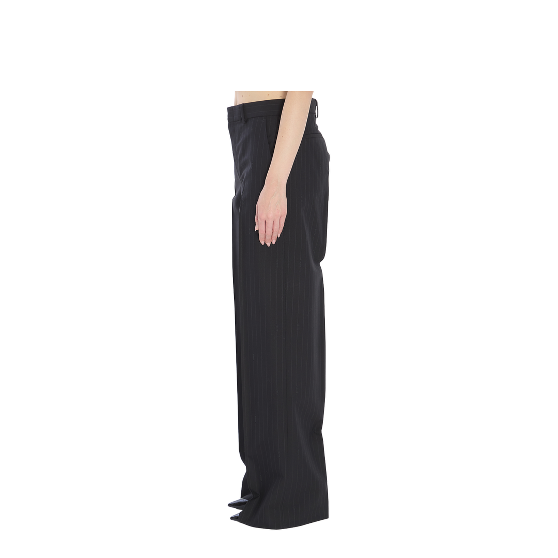 Pinstriped Wool Trousers - Image 3