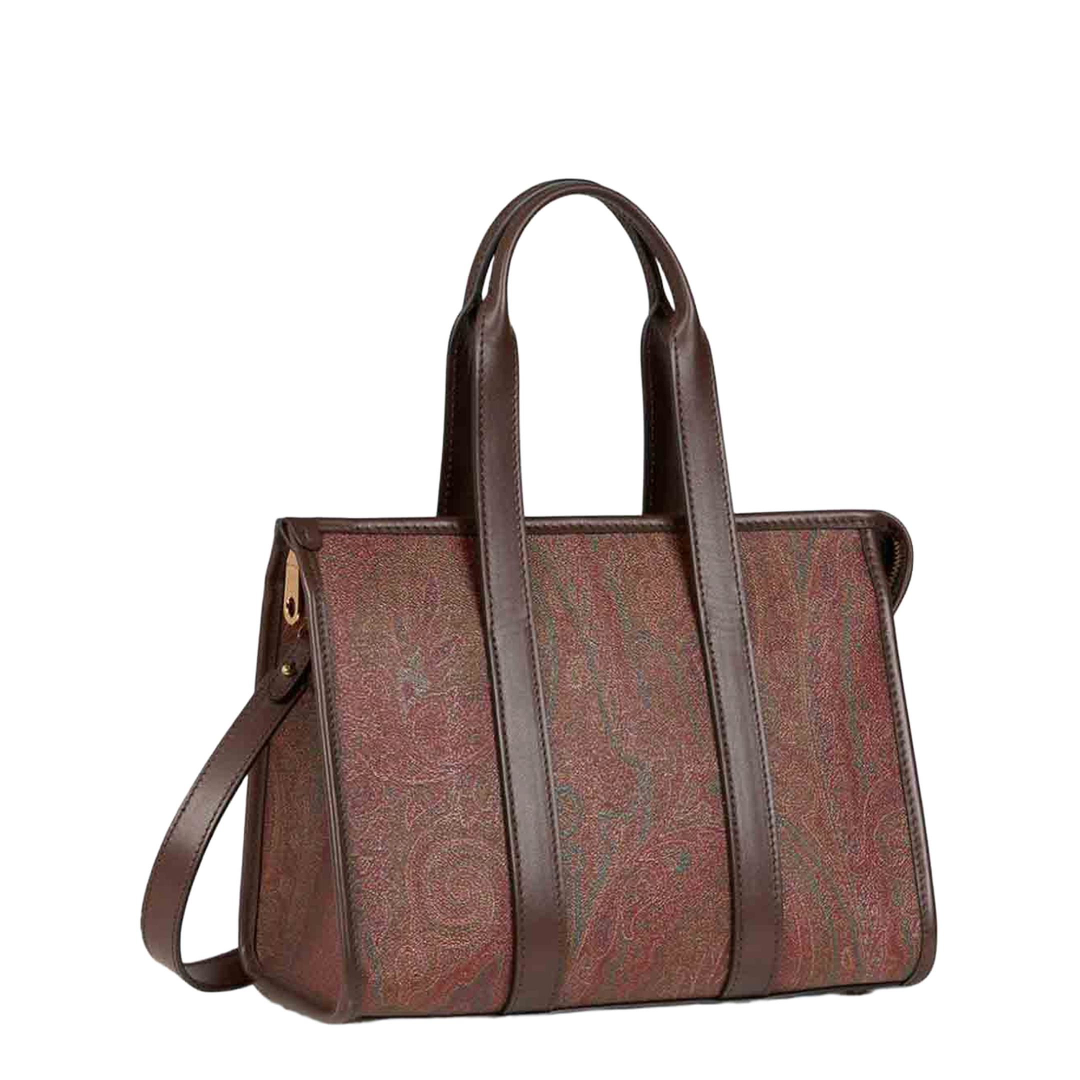 Arnica Small Paisley Jacquard Cotton Top-Handle Bag - Brown - Image 5