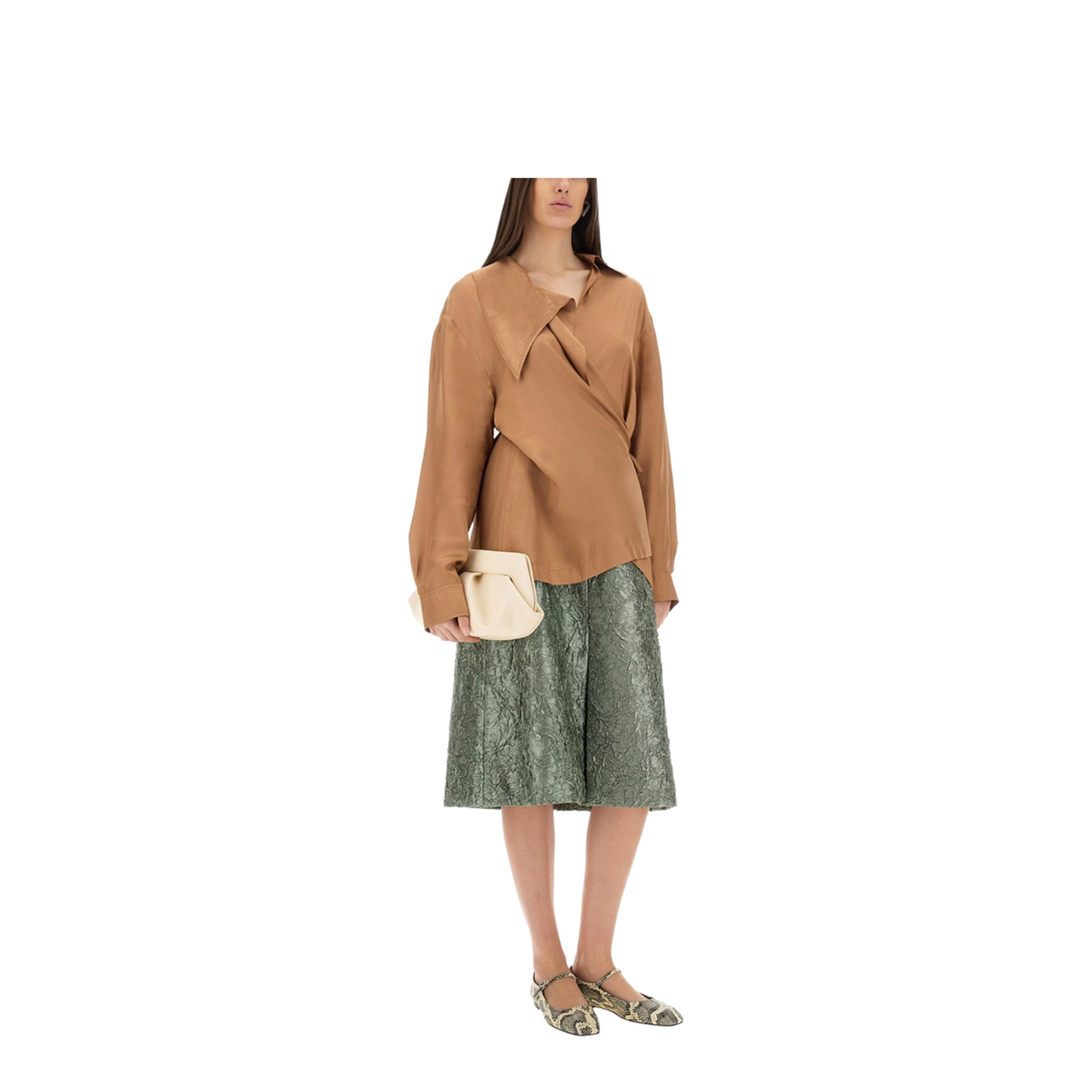 Ruched Satin Midi Skirt - Image 2