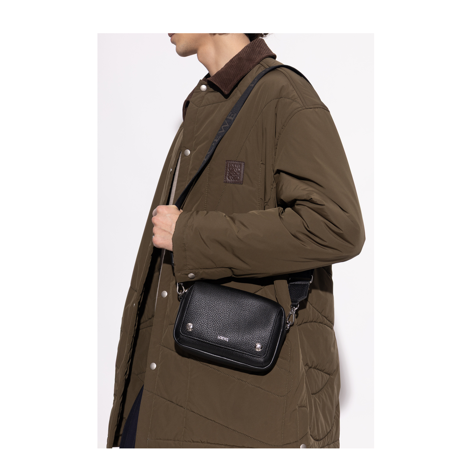 Pebble Small Calskin Messenger Bag - Black - Image 2
