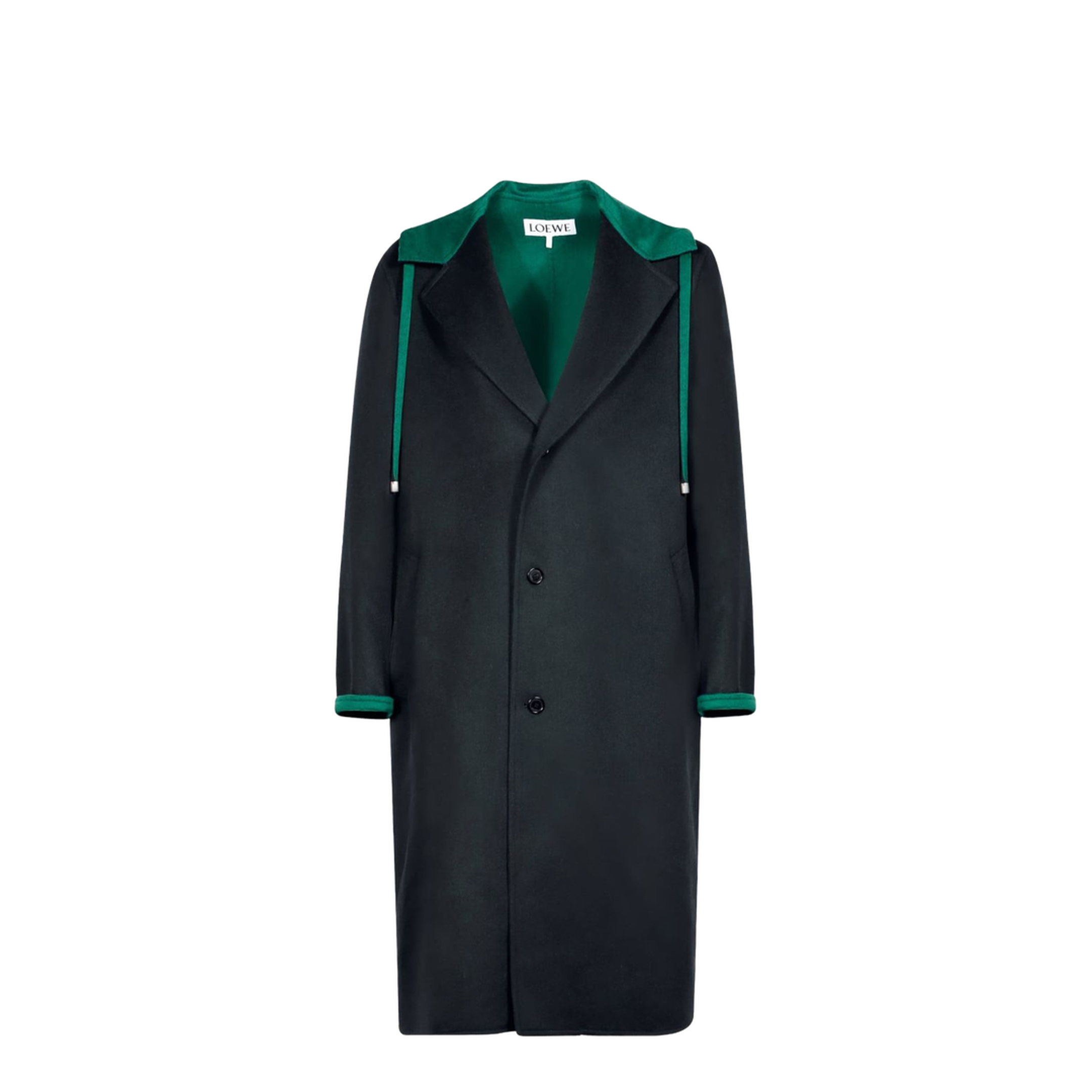 Black Wool And Cashmere Blend Hooded Coat - Image 3