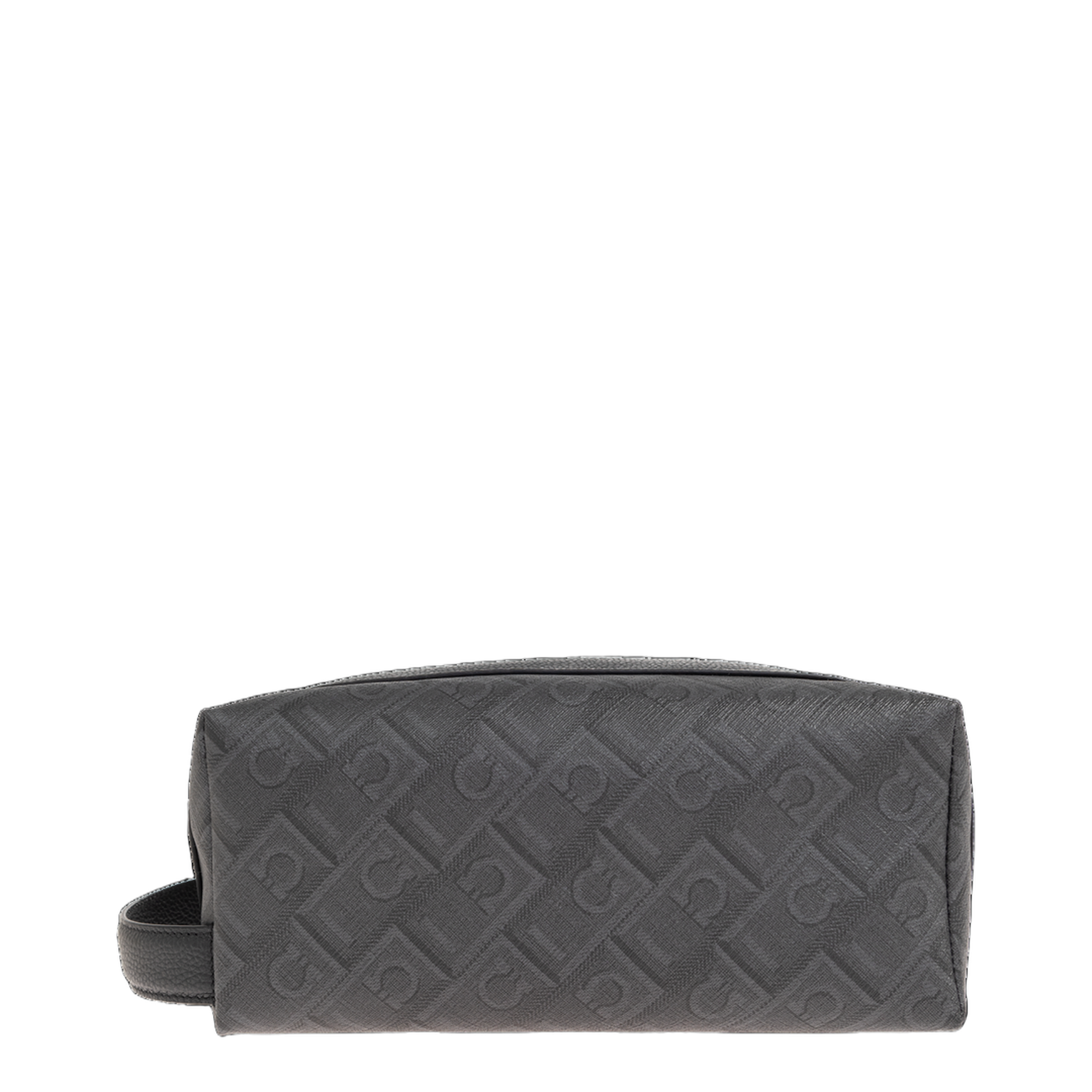 Gancini All-Over Monogram Coated Canvas Wash Bag - Nero Grigio - Image 1