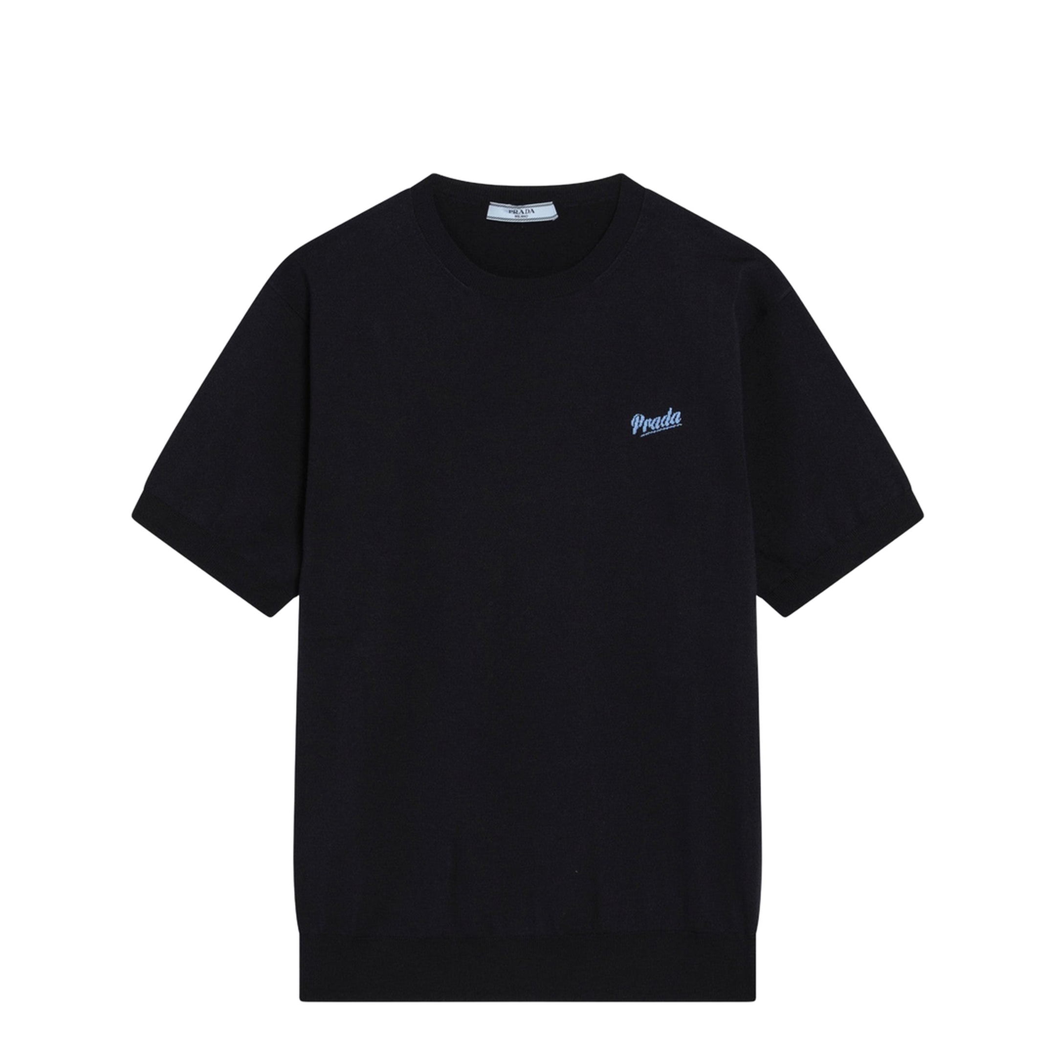 Blue Silk-Blend Sweater with Logo - Image 1