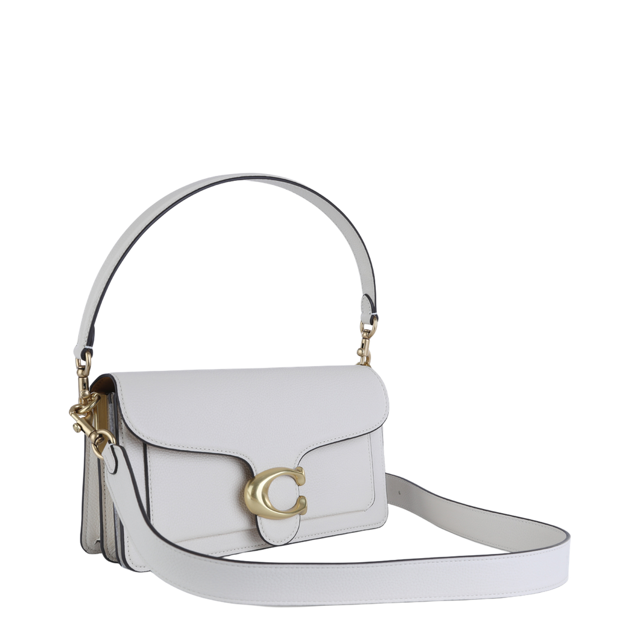 Tabby Medium Polished Pebble Leather Shoulder Bag - Chalk - Image 4