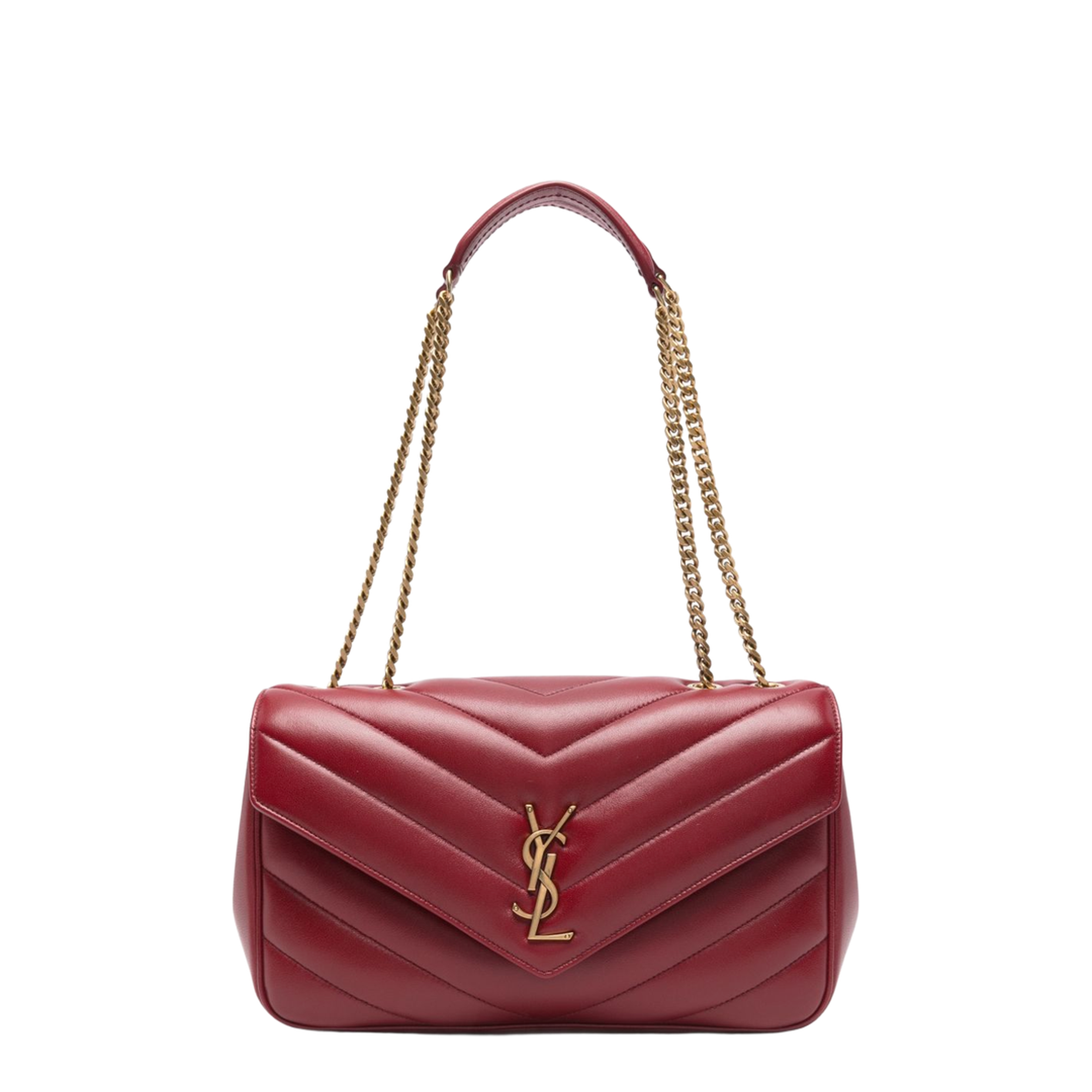 Loulou Medium Matelassé Lambskin Shoulder Bag - Carmine Red - Image 1