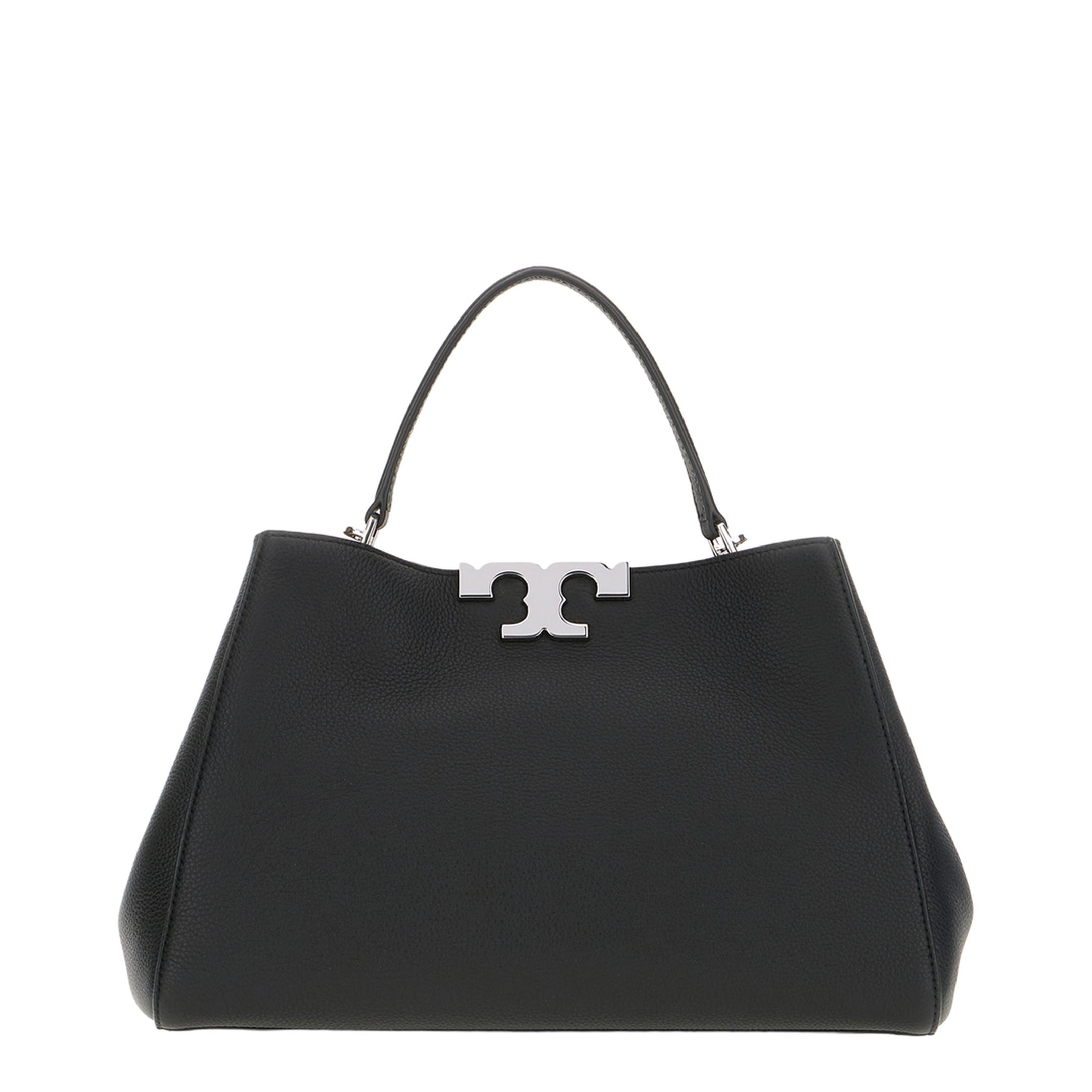 Eleanor Soft Satchel Medium Pebbled Leather Bag - Black - Image 3