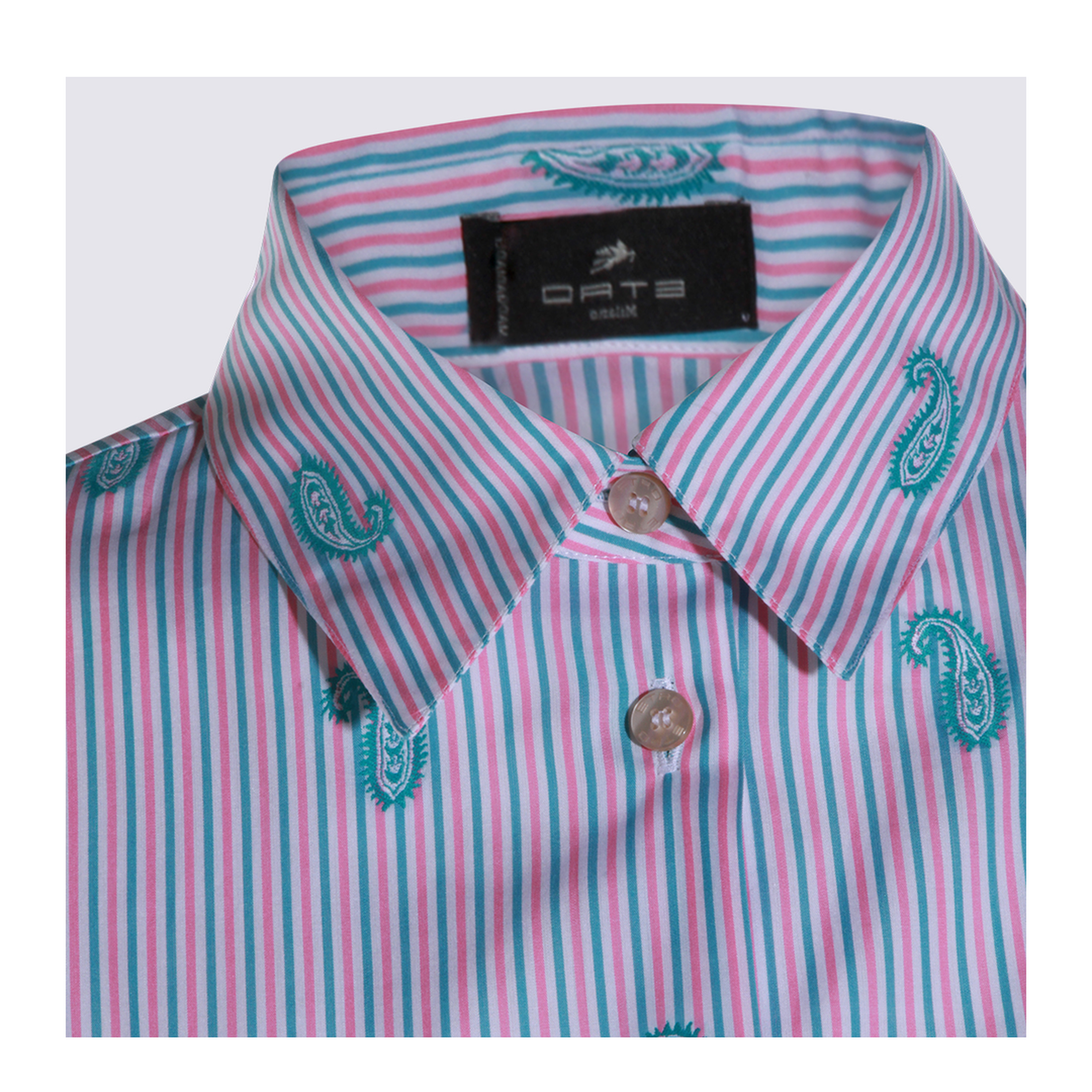 Striped Fil Coupé Paisley Cotton Jacquard Shirt - Pink - Image 6