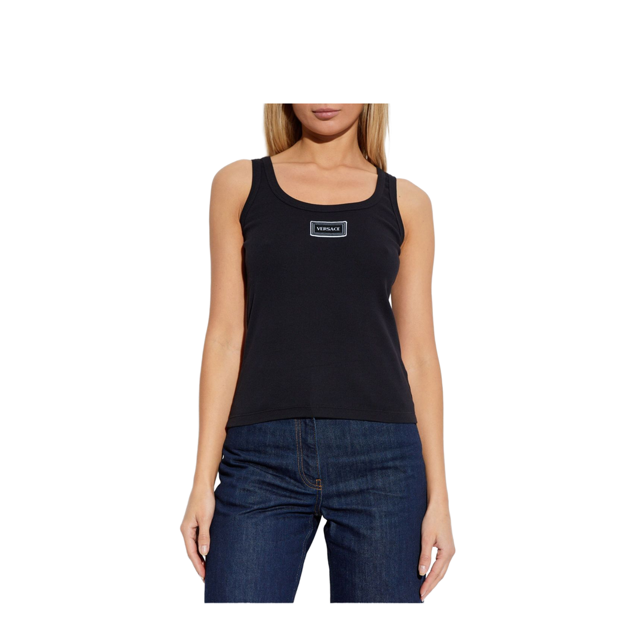 90s Vintage Logo Tank Top Black - Image 5