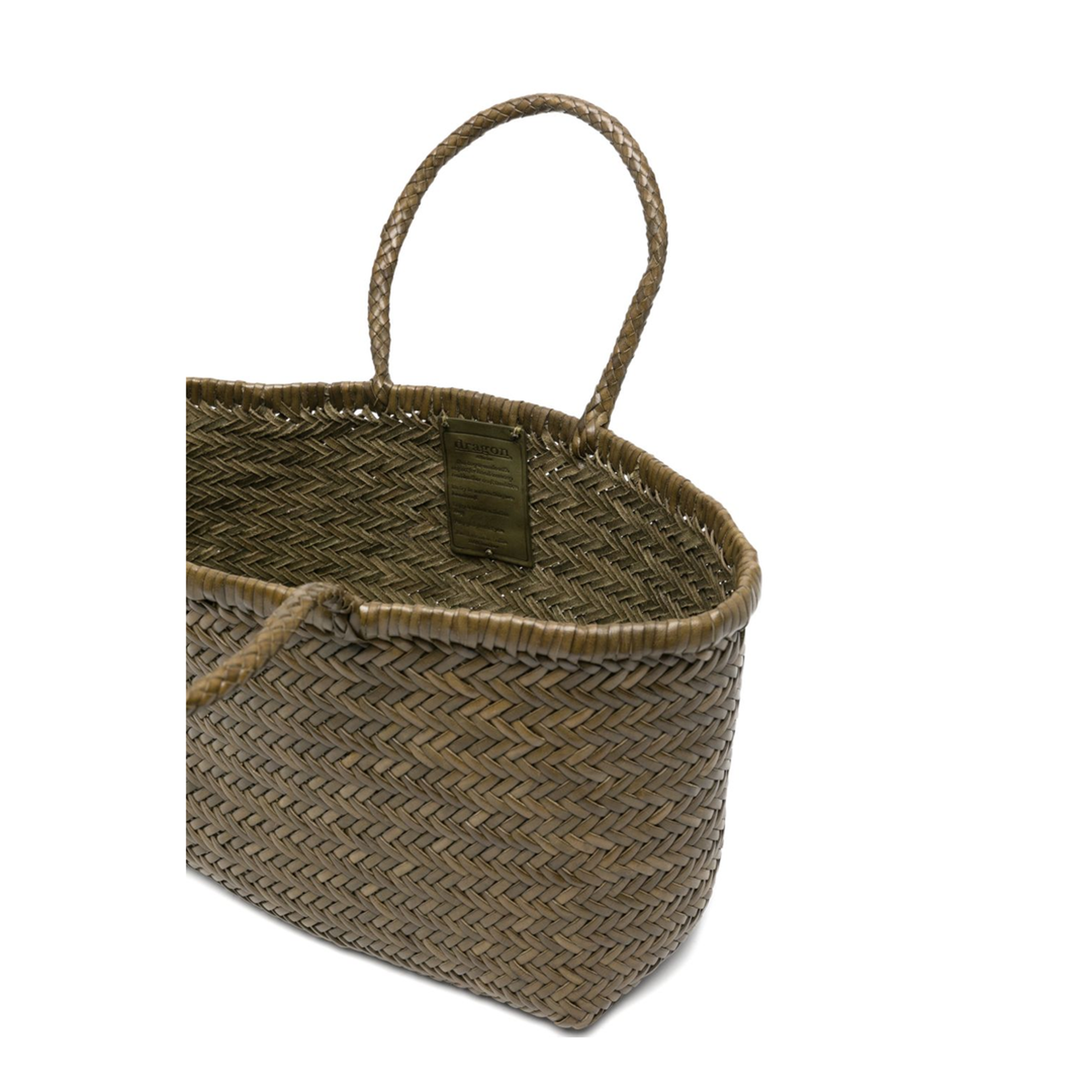 Big Triple Jump Woven Leather Tote - Kaki - Image 5