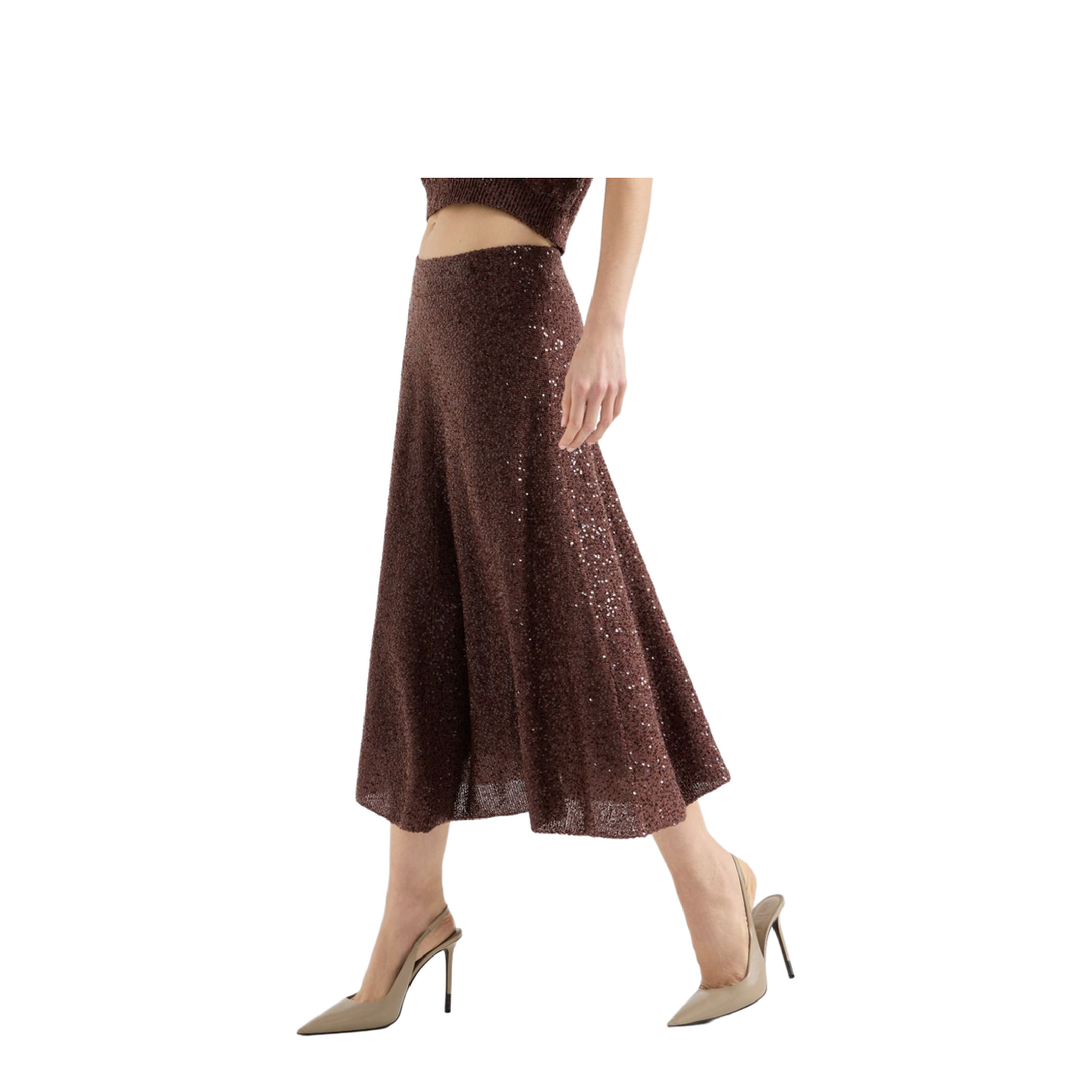 Mid Length A Line Skirt - Brown - Image 6