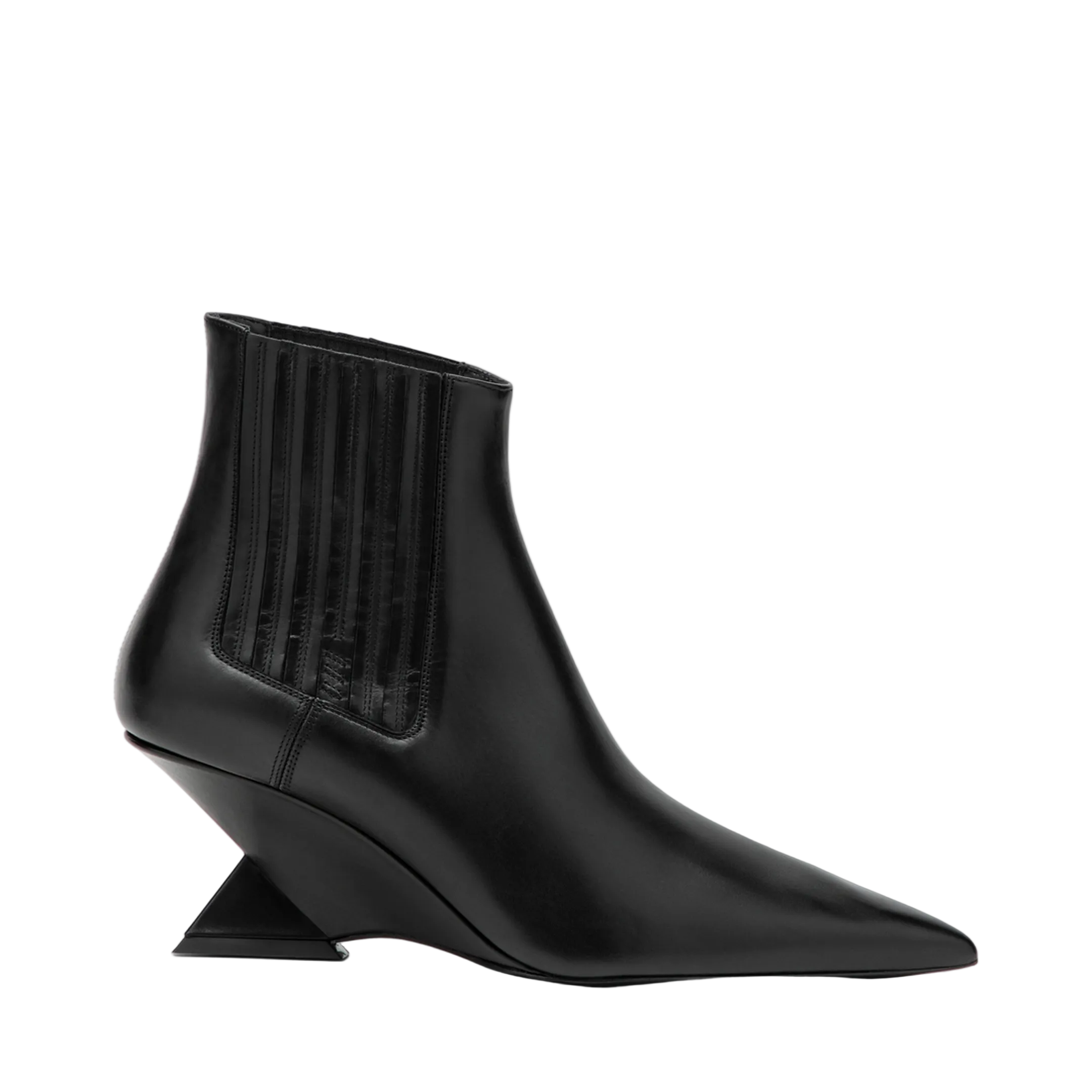 Cheope Wedge-Hell Ankle Boots in Black Calfskin - Image 1