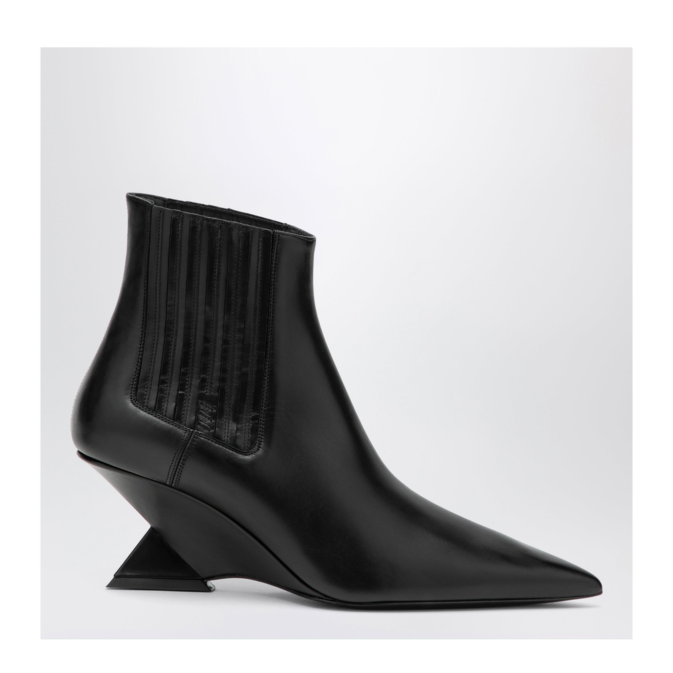 Cheope Wedge-Hell Ankle Boots in Black Calfskin - Image 1