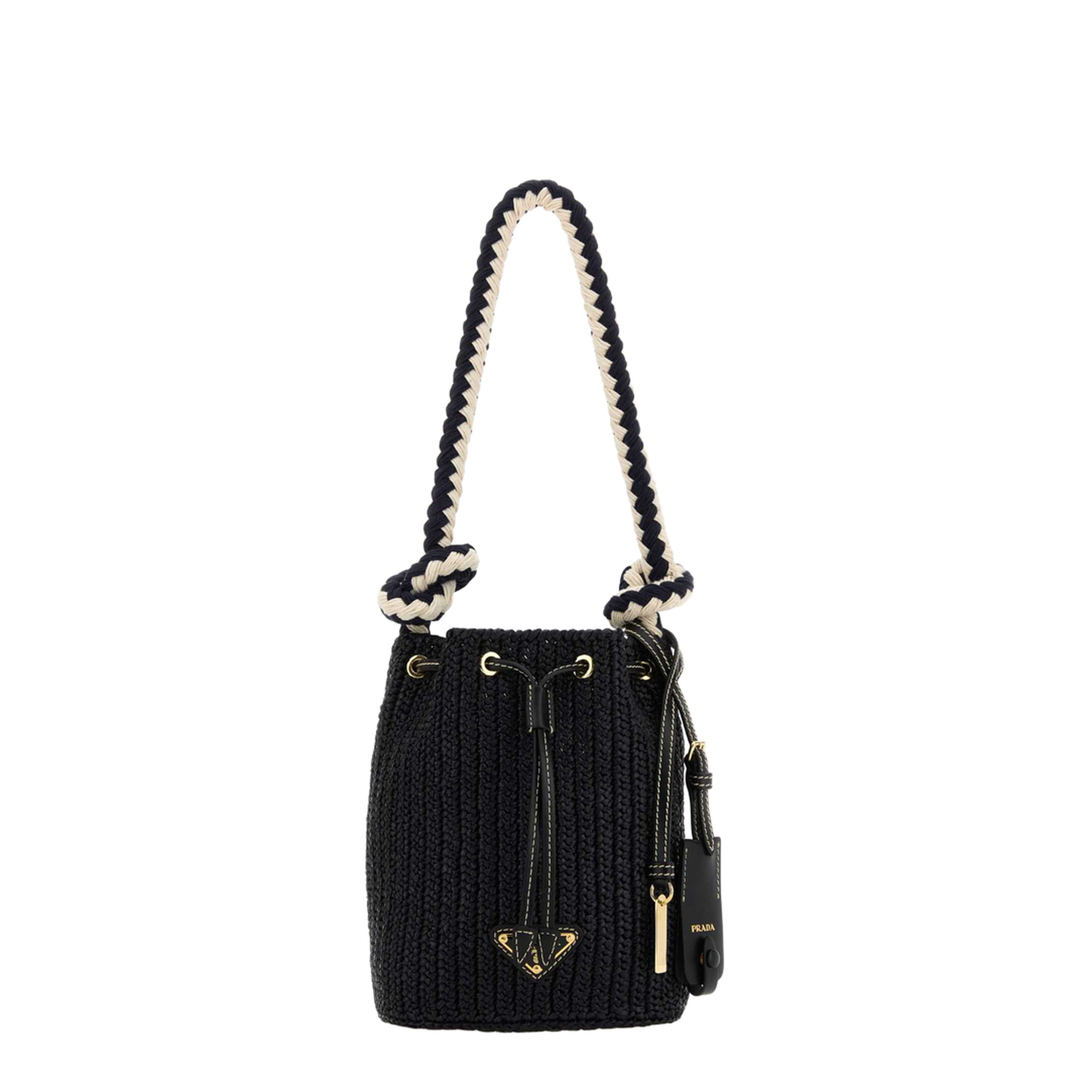 Black Crochet Mini Bucket Bag - Image 1