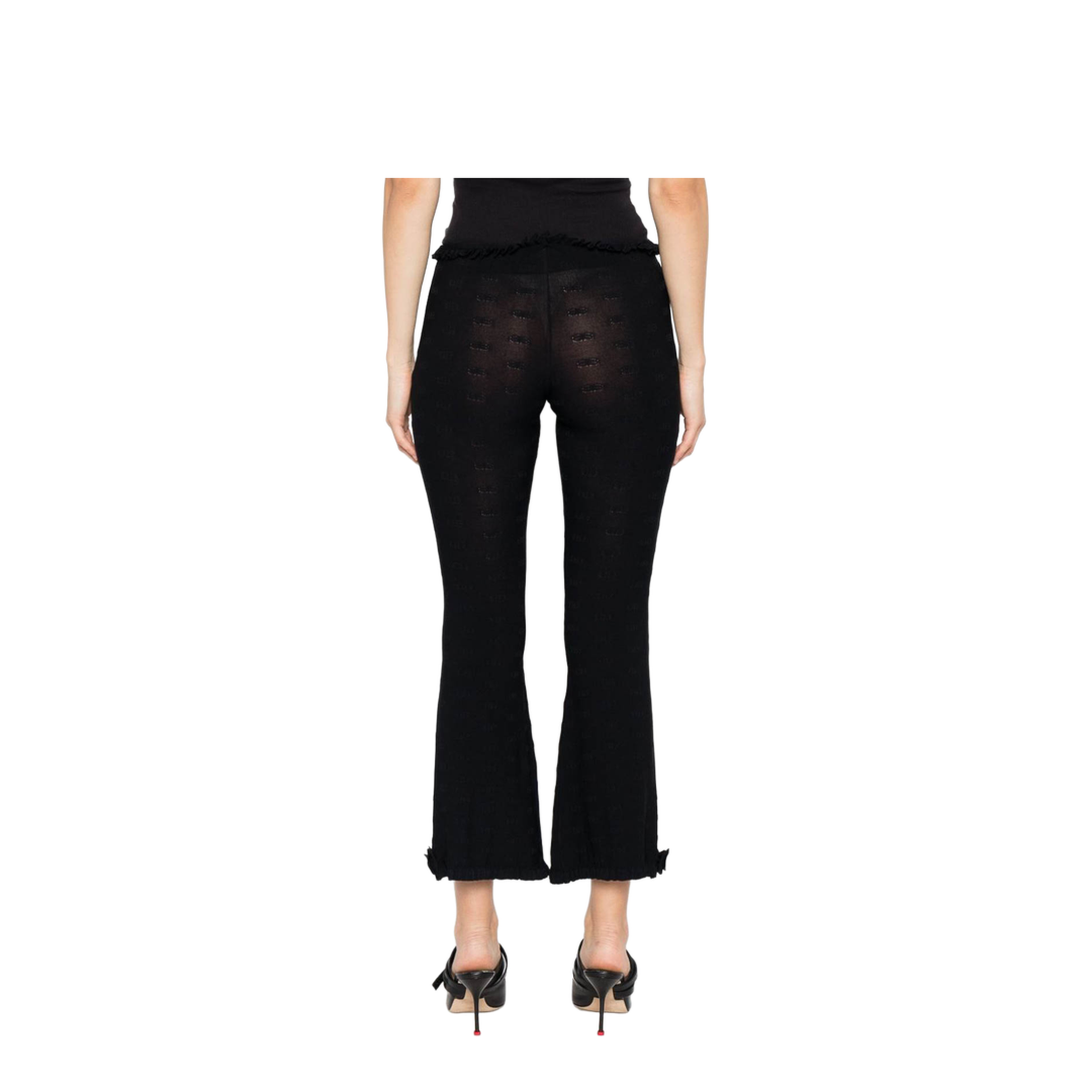 Flared Capri Pants in Black - Image 4