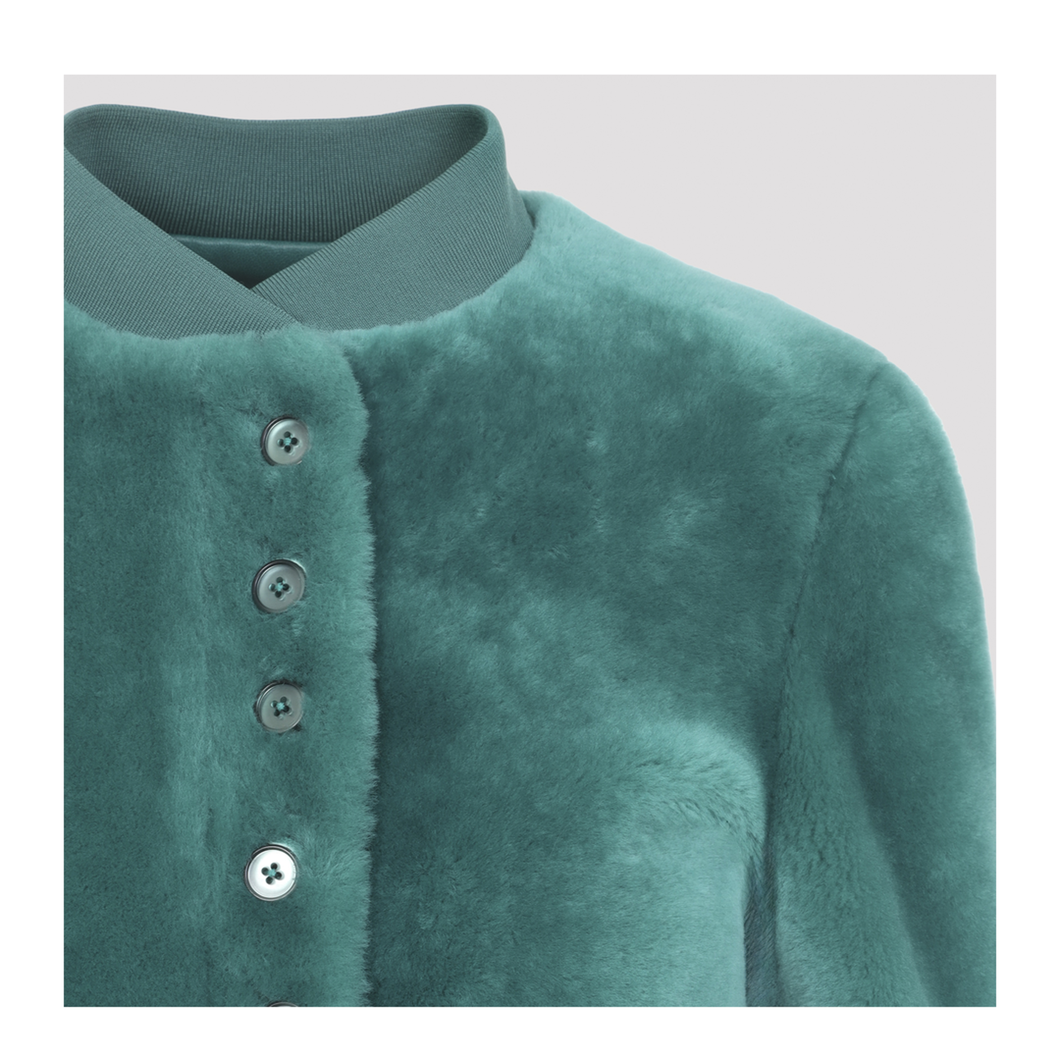 Cropped Shearling Bomber Jacket - Image 5