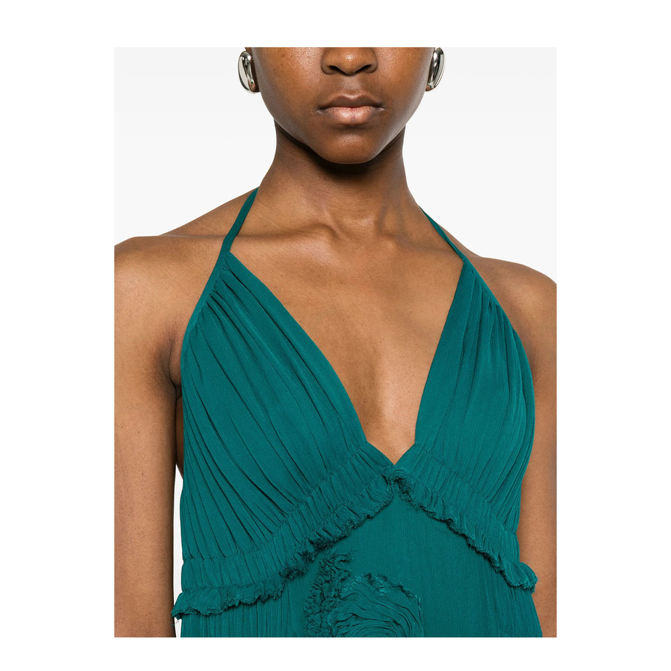 Drina Viscose Long Dress With Floral Appliqués - Image 3