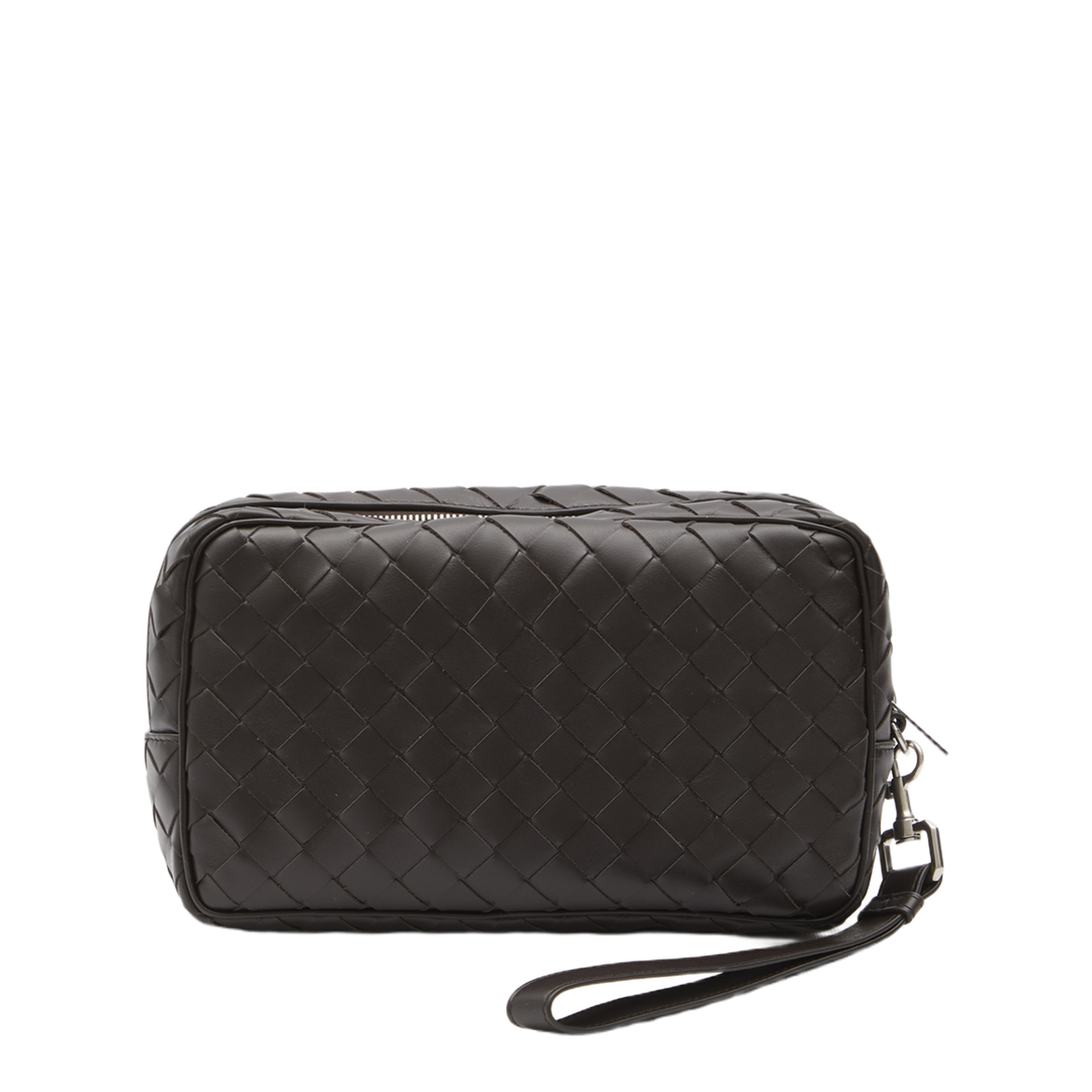 Intrecciato Small Leather Pouch - Brown - Image 1