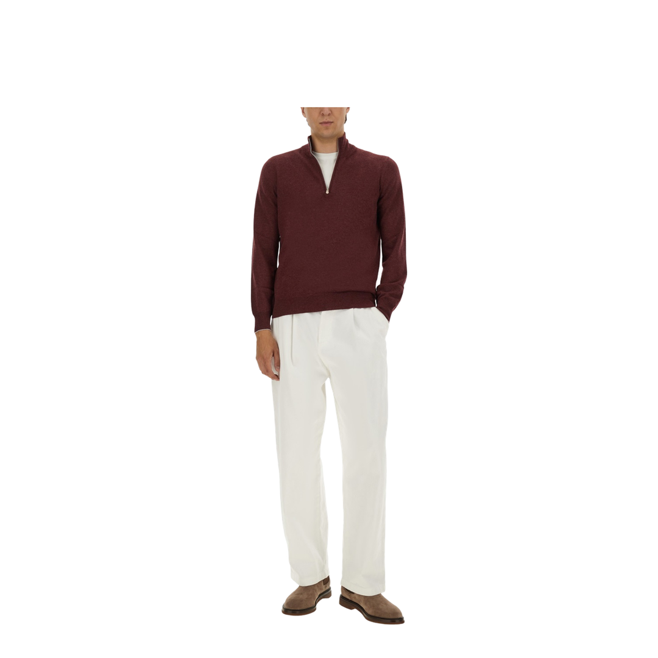 High-necked cashmere sweater with zip opening - Image 2