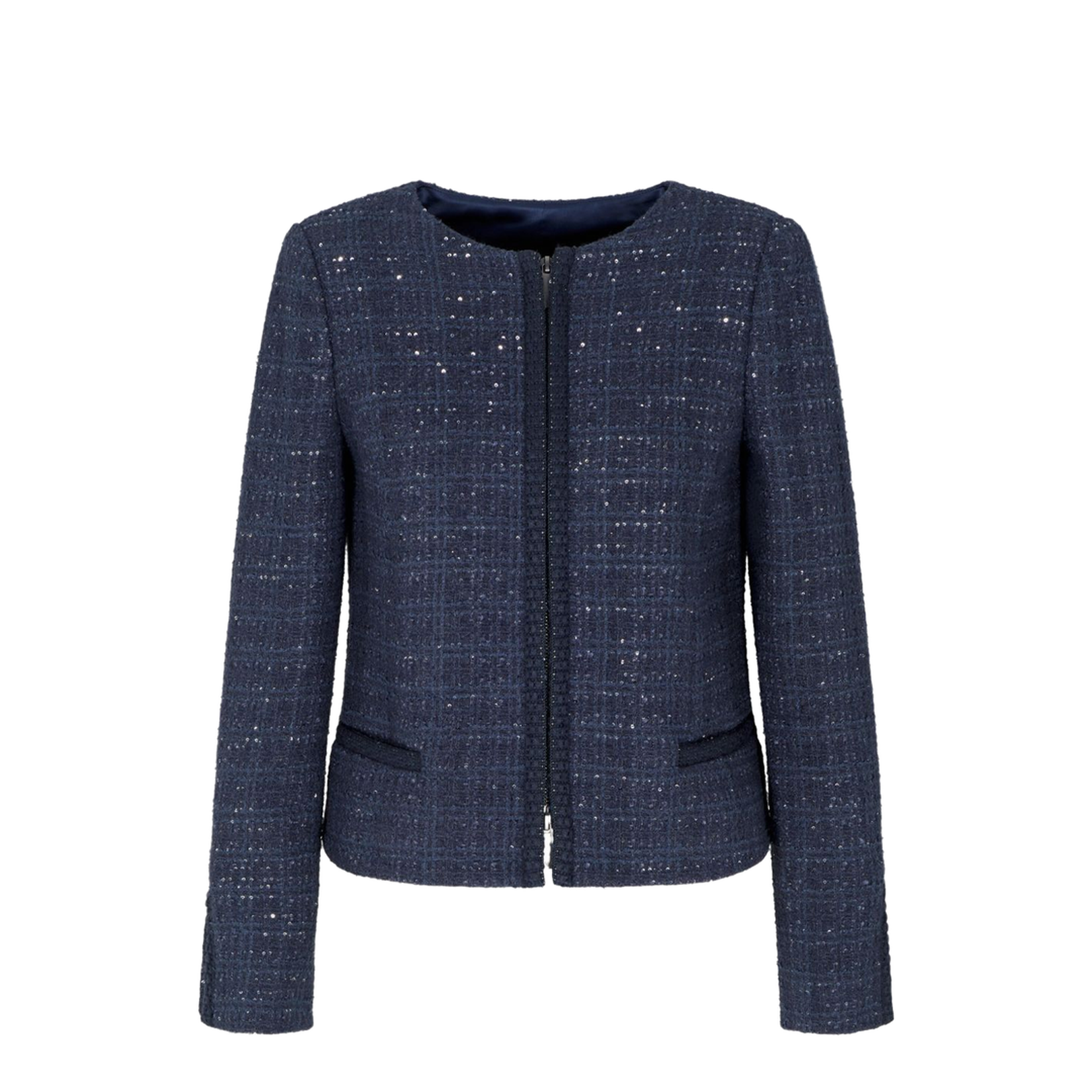Lurex Tweed Zip-Up Jacket with Micro Sequins - Image 1