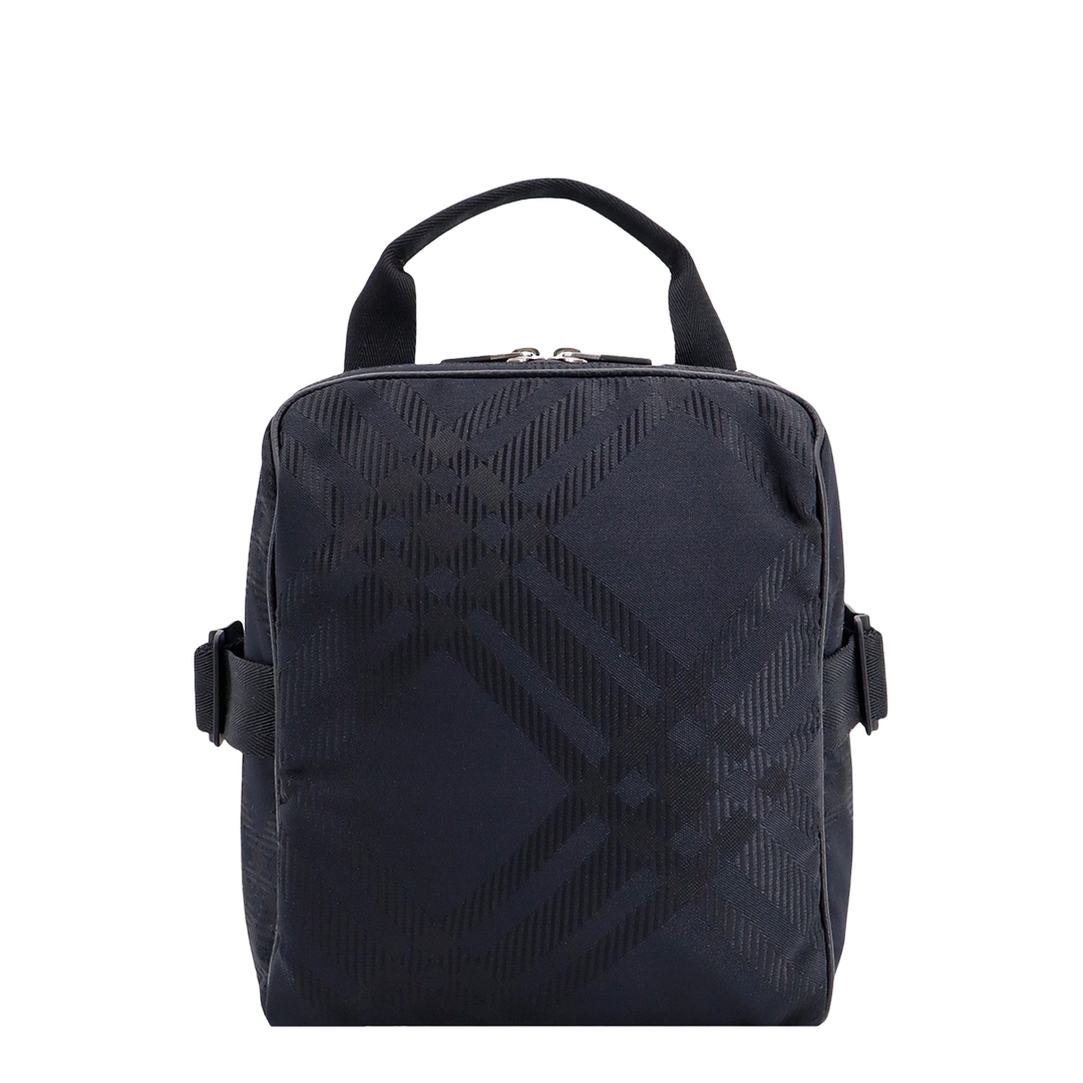 Check Jacquard Crossbody Bag in Black Polyamide - Image 1