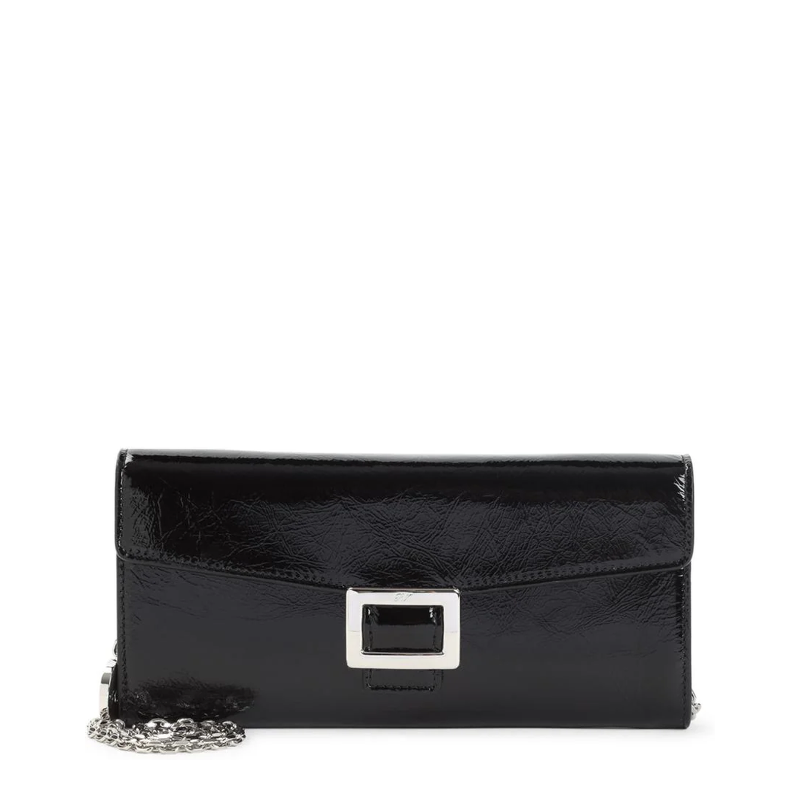 Wallet On Chain In Patent Leather Black - Image 1
