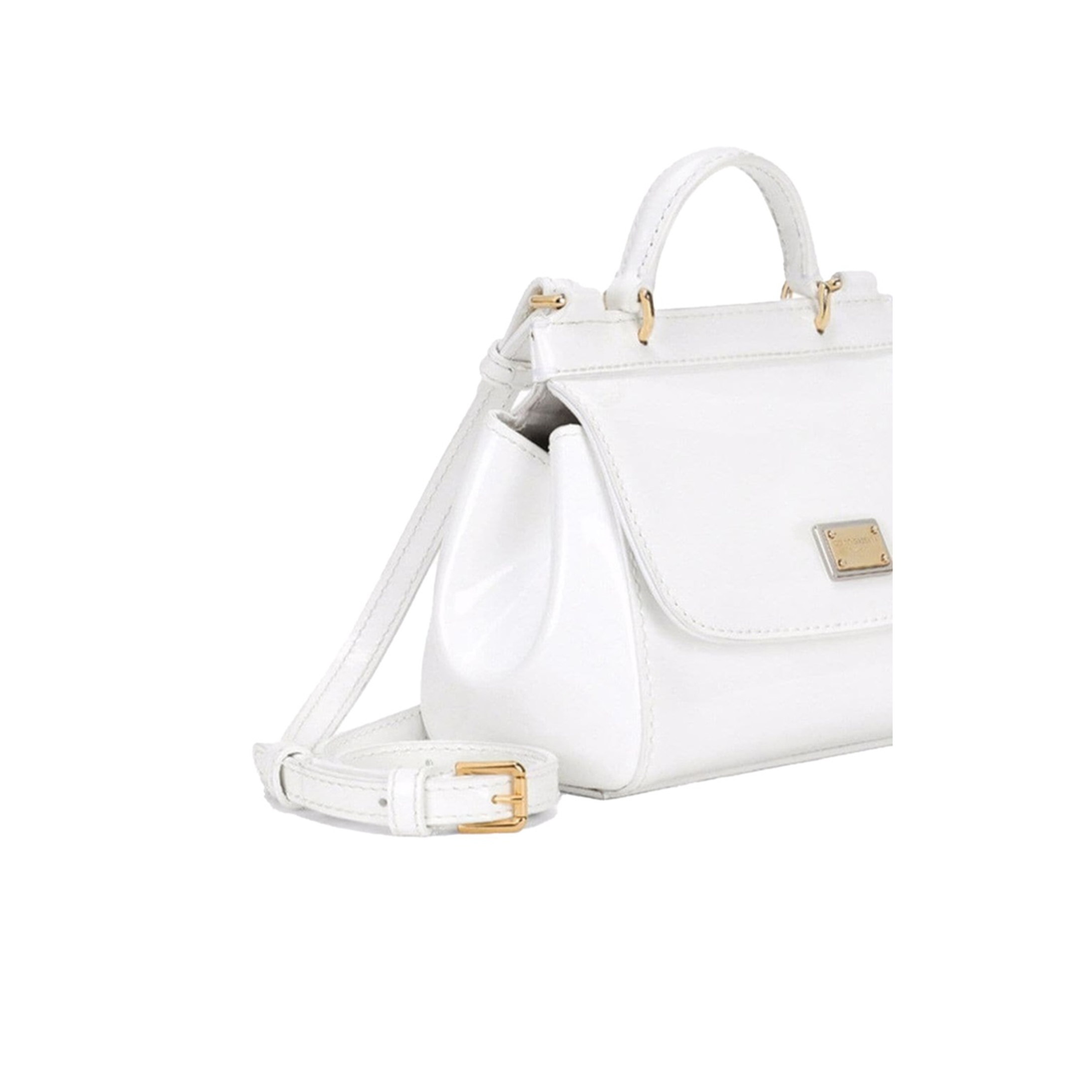 Sicily Mini Patent Calfskin Top-Handle Bag - Bianco - Image 3