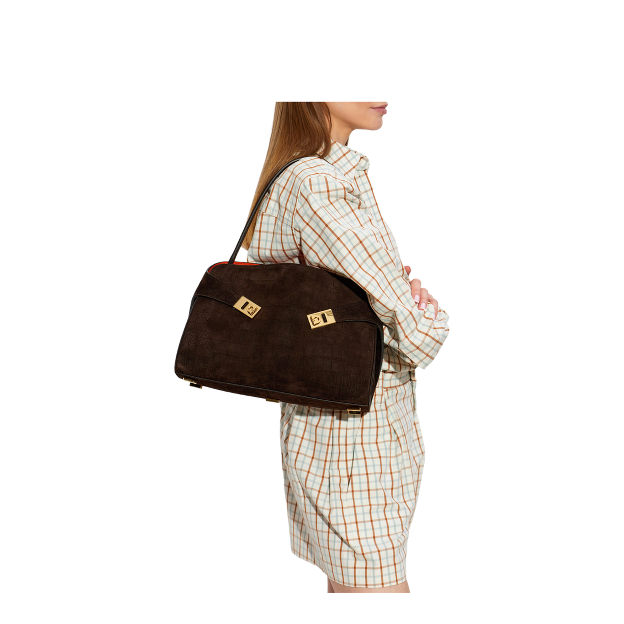 Hug Soft Medium Calfskin Shoulder Bags - Testa di Moro - Image 4