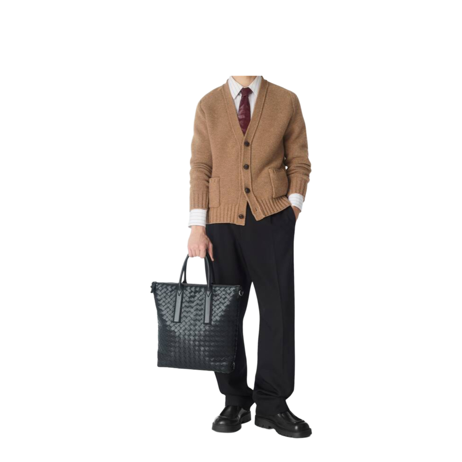 Intrecciato Leather Tote Bags - Black - Image 4