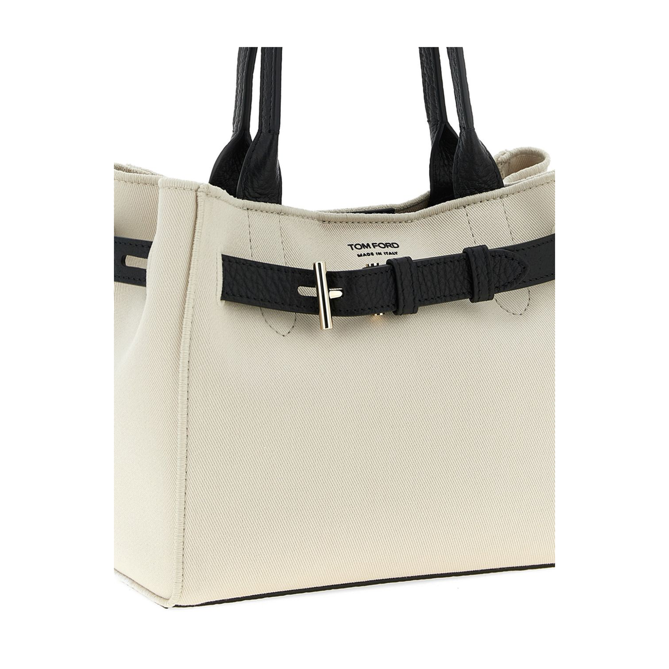 Audrey Small Canvas Shopping Bag - Ecru/Black - Image 2