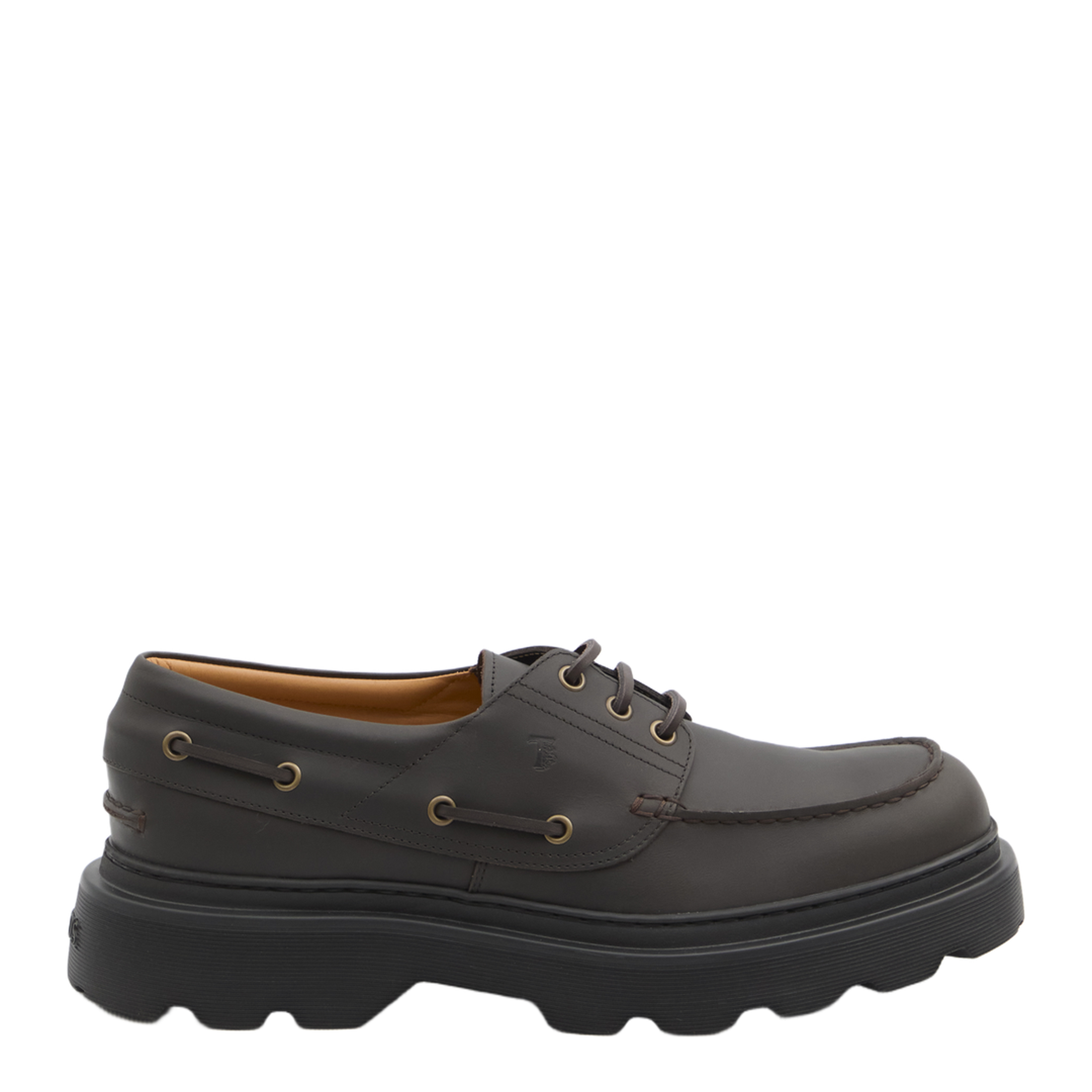 Coffee Brown Front Button Fastening Moc Stitching - Image 1