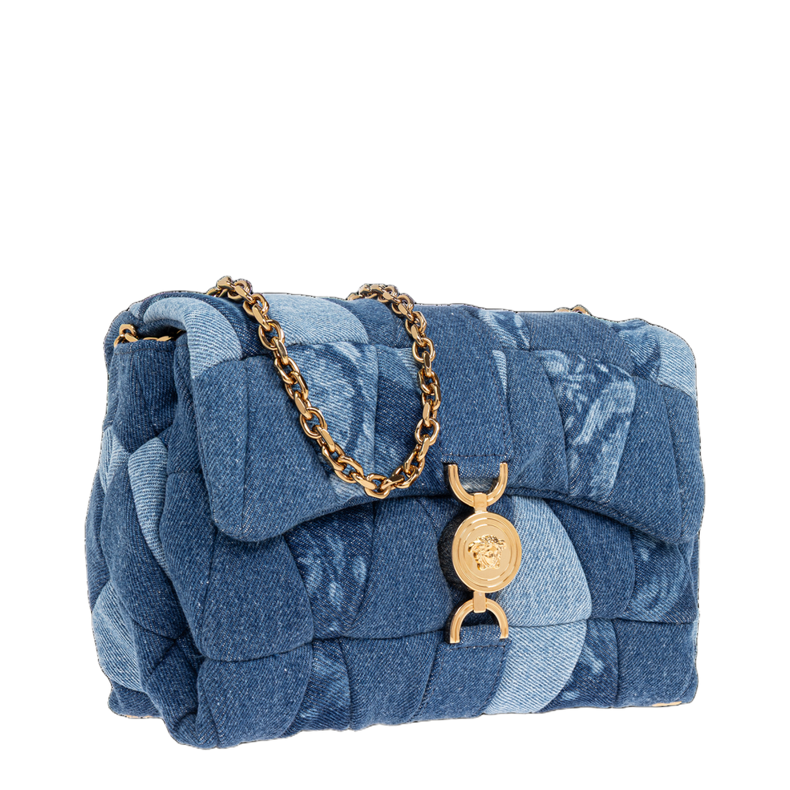 Kleio Medium Denim Quilted Shoulder Bag - Denim Blue - Image 3