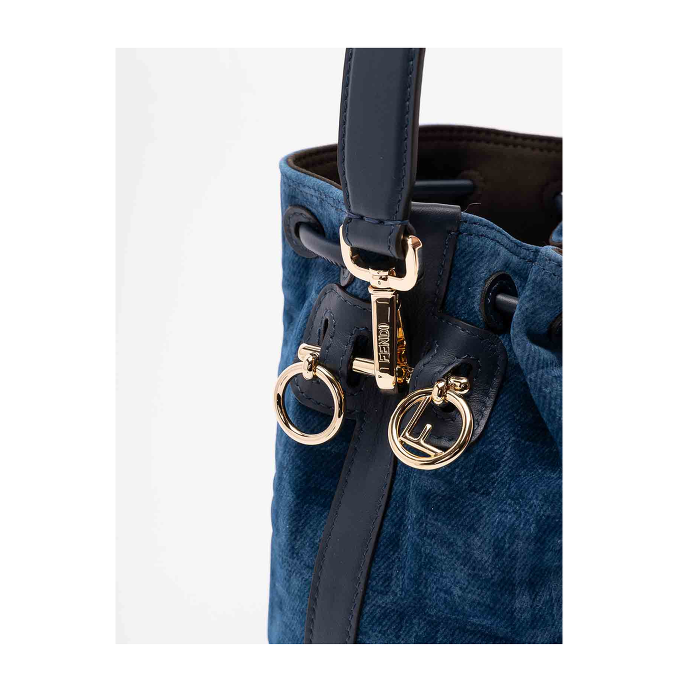 Mon Tresor FF Flocked Denim Crossbody Bag - Image 5