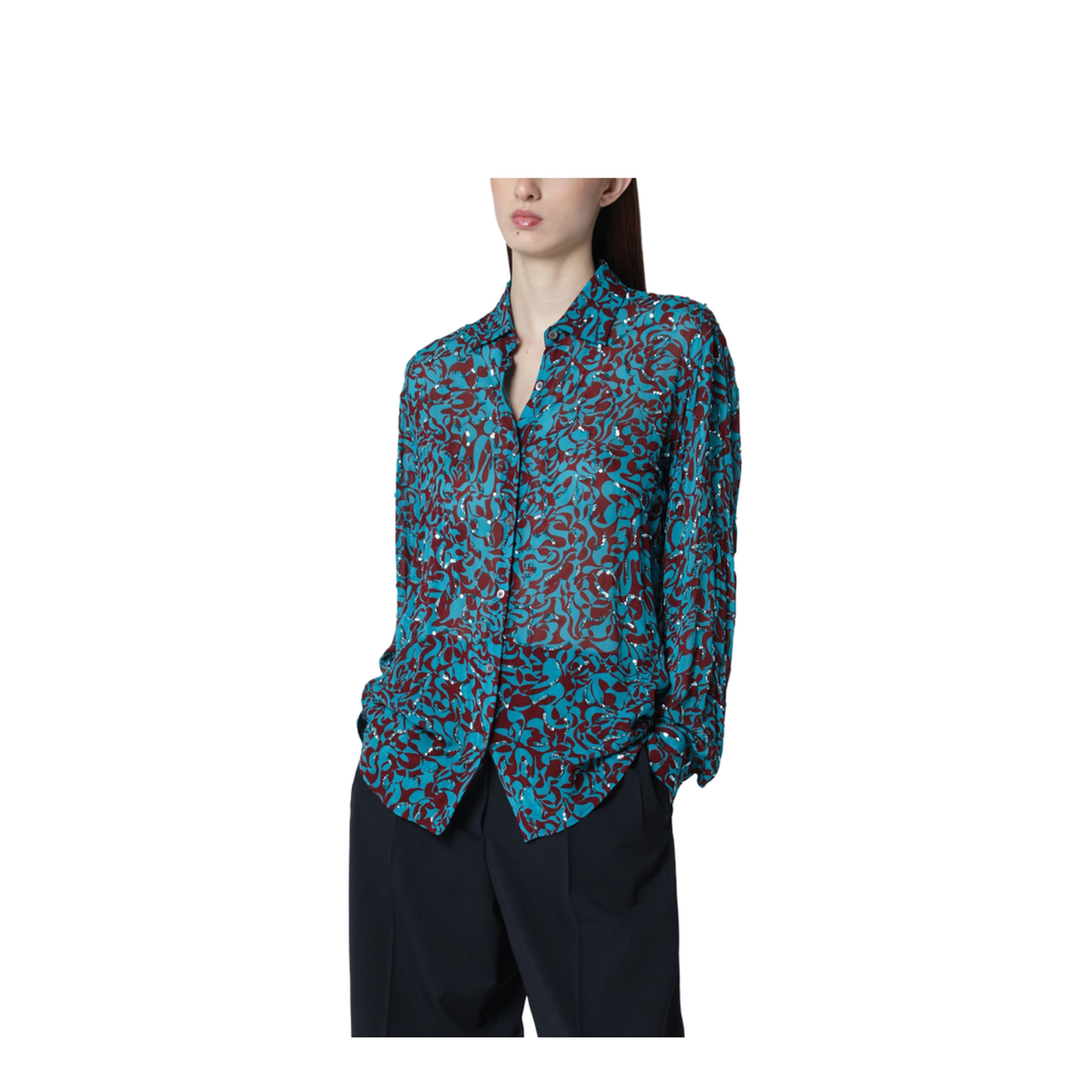 Shirt with Turquoise Sequin Print - Image 1