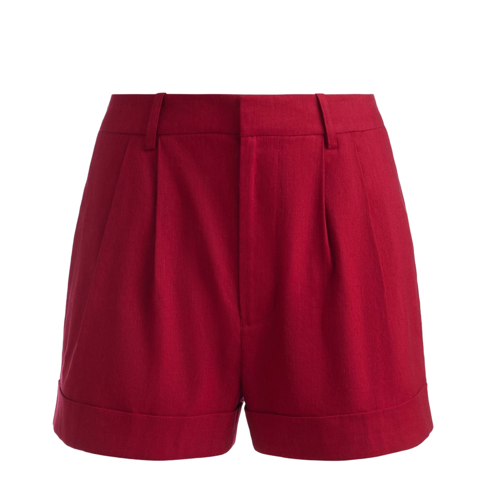 Conry Linen Cuffed Short In Dark Cherry - Image 1