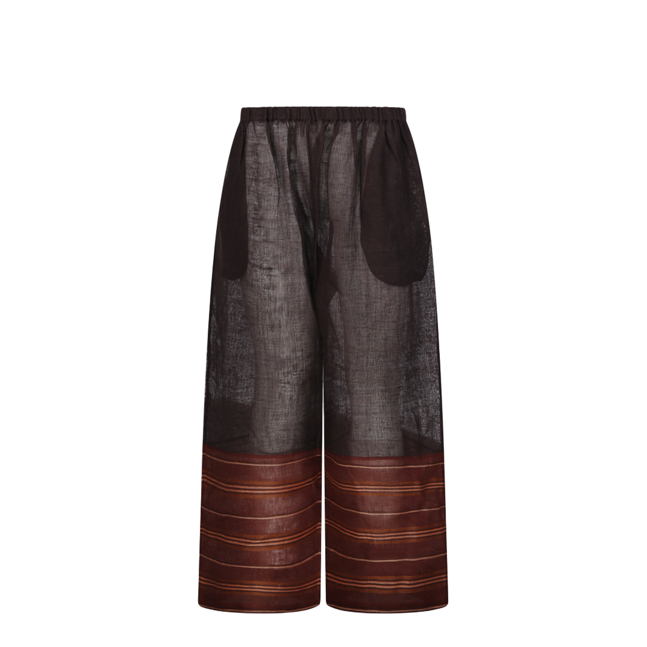 Brown Linen Wide Leg Pant - Image 3