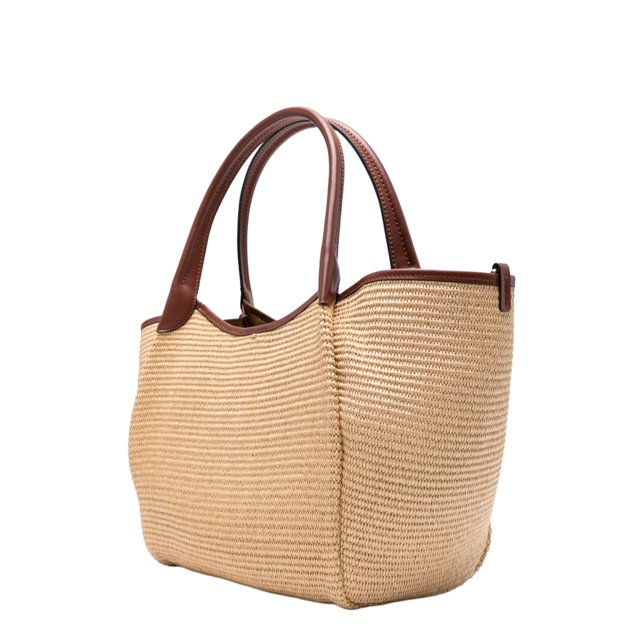Durini 24 Woven Raffia Shopper Tote - Naturale/Siena - Image 4