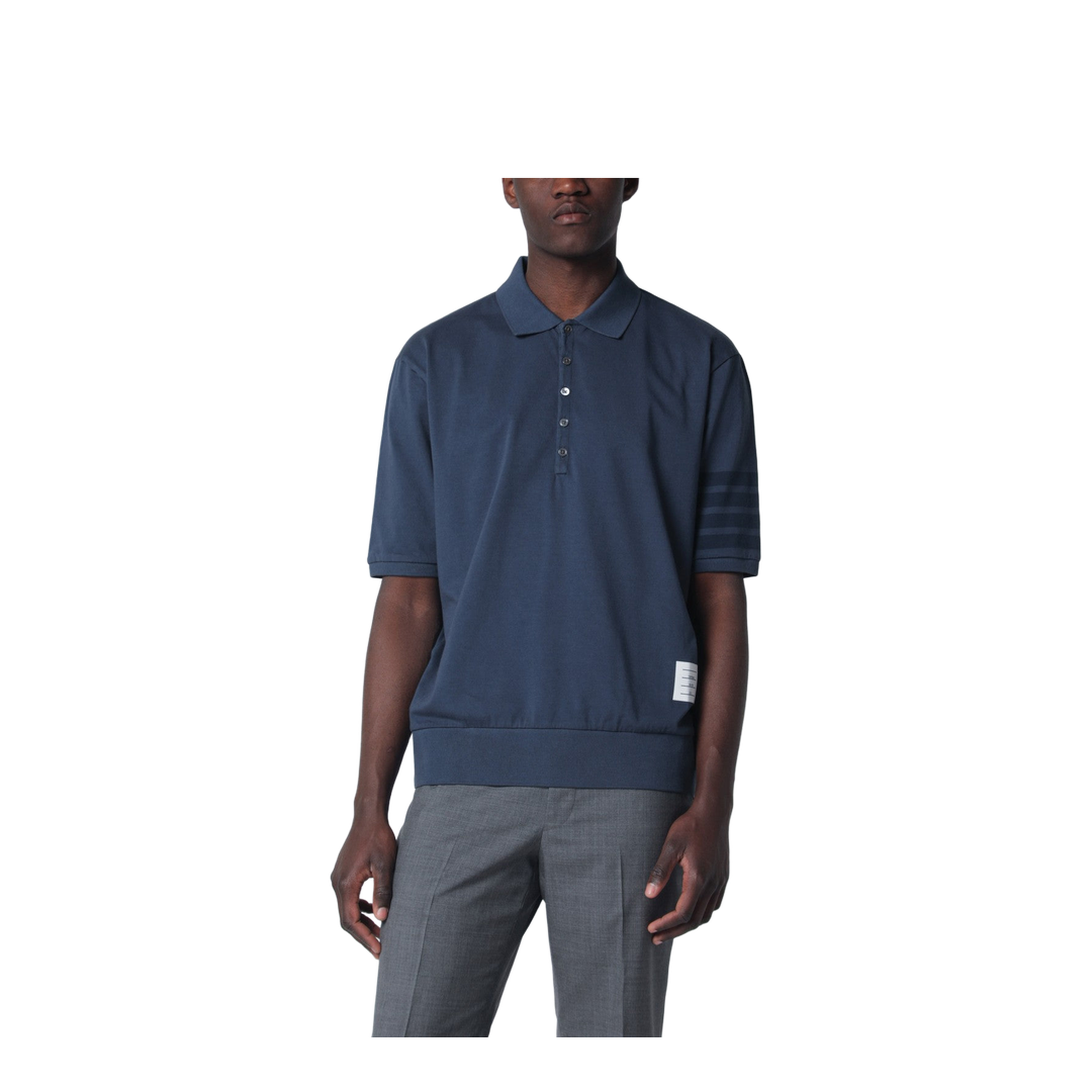 4-Bar Jersey Polo Shirt - Blue - Image 1