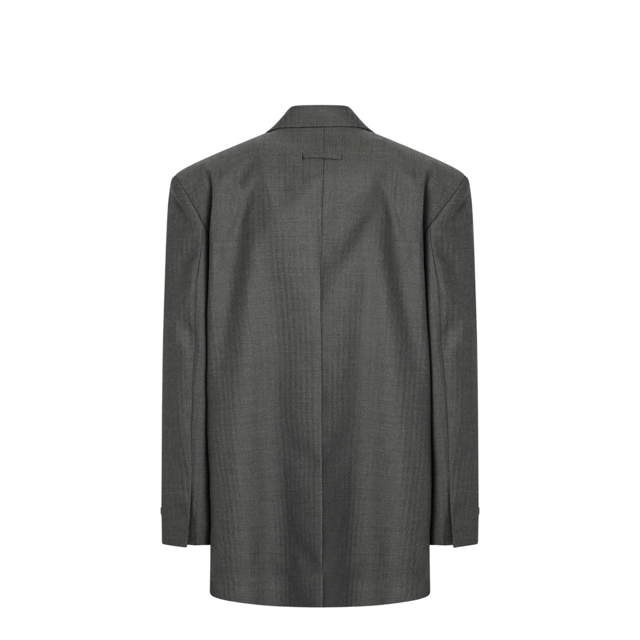 Grey Single-Breasted Wool Blazer - Image 2