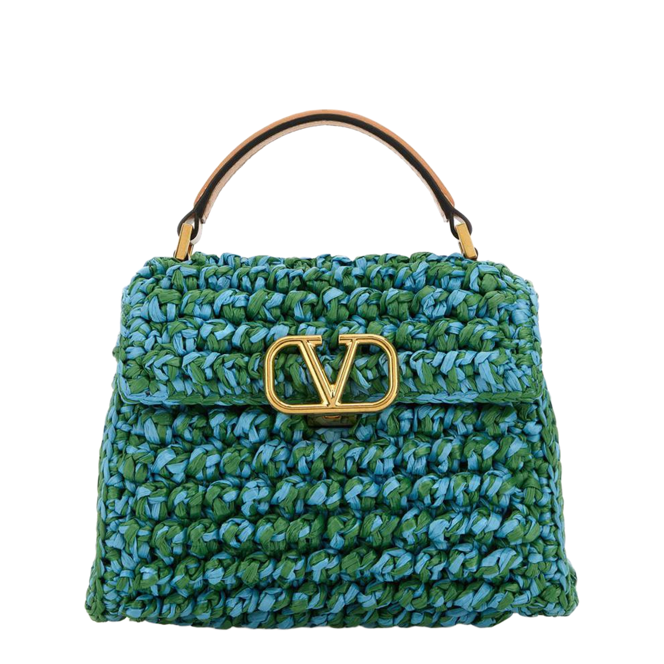 Two-tone Raffia Vsling Handbag - Image 1