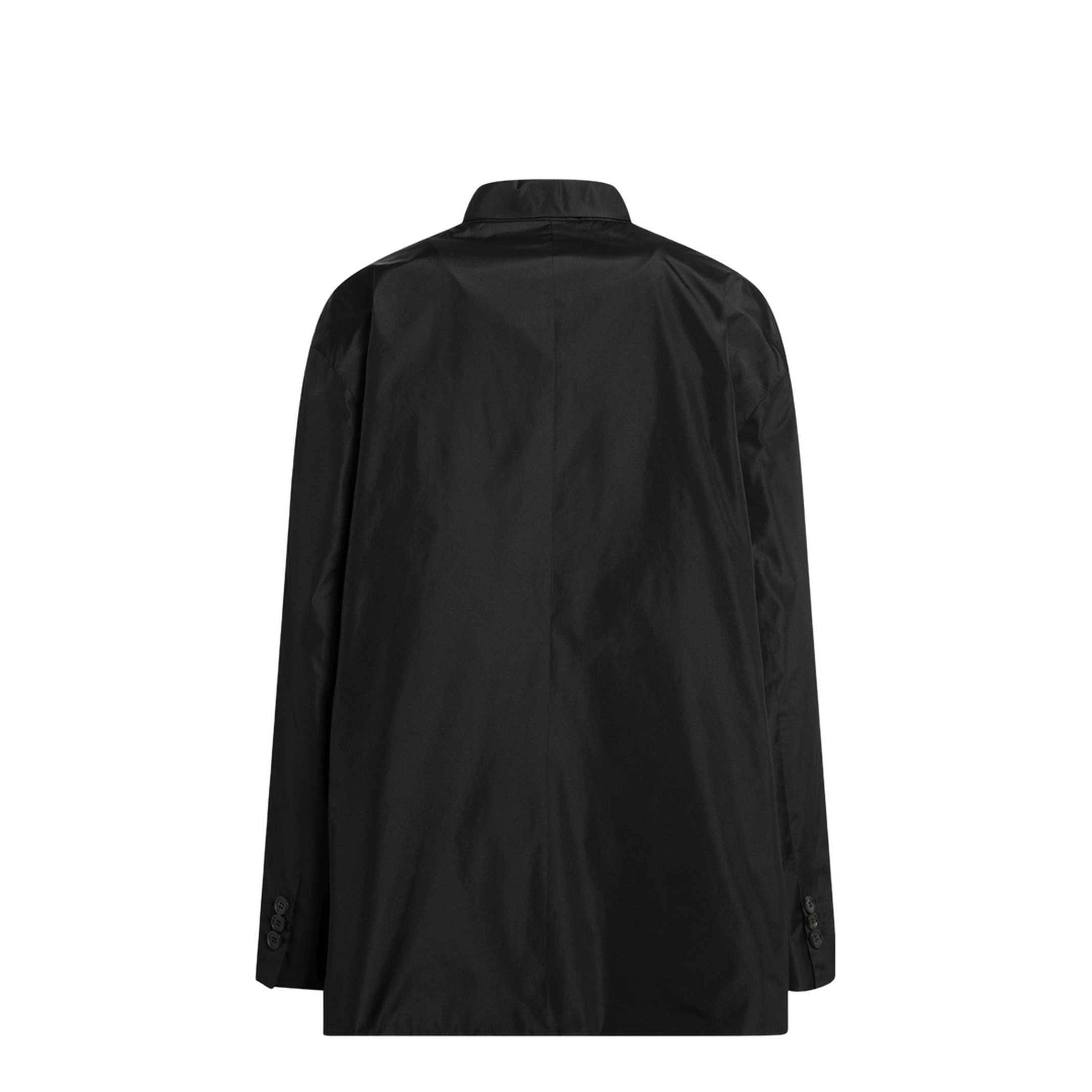 Black Double-Breasted Technical Taffeta Jacket - Image 2