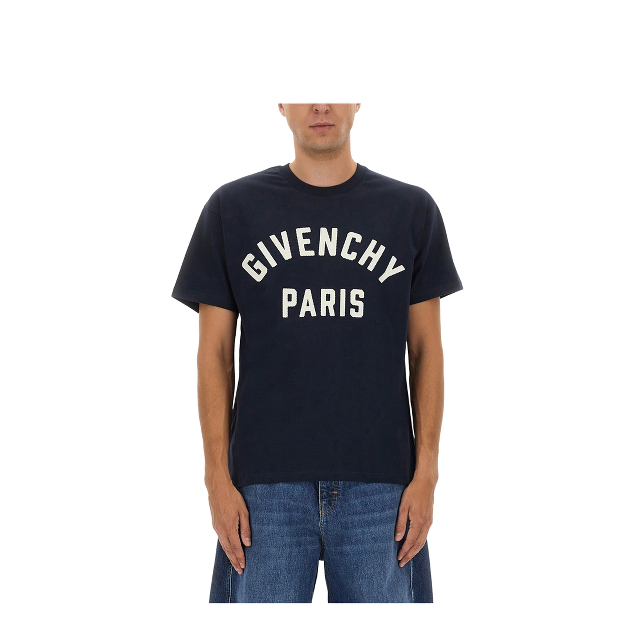 Navy Short-Sleeved T-Shirt with Logo - Image 1