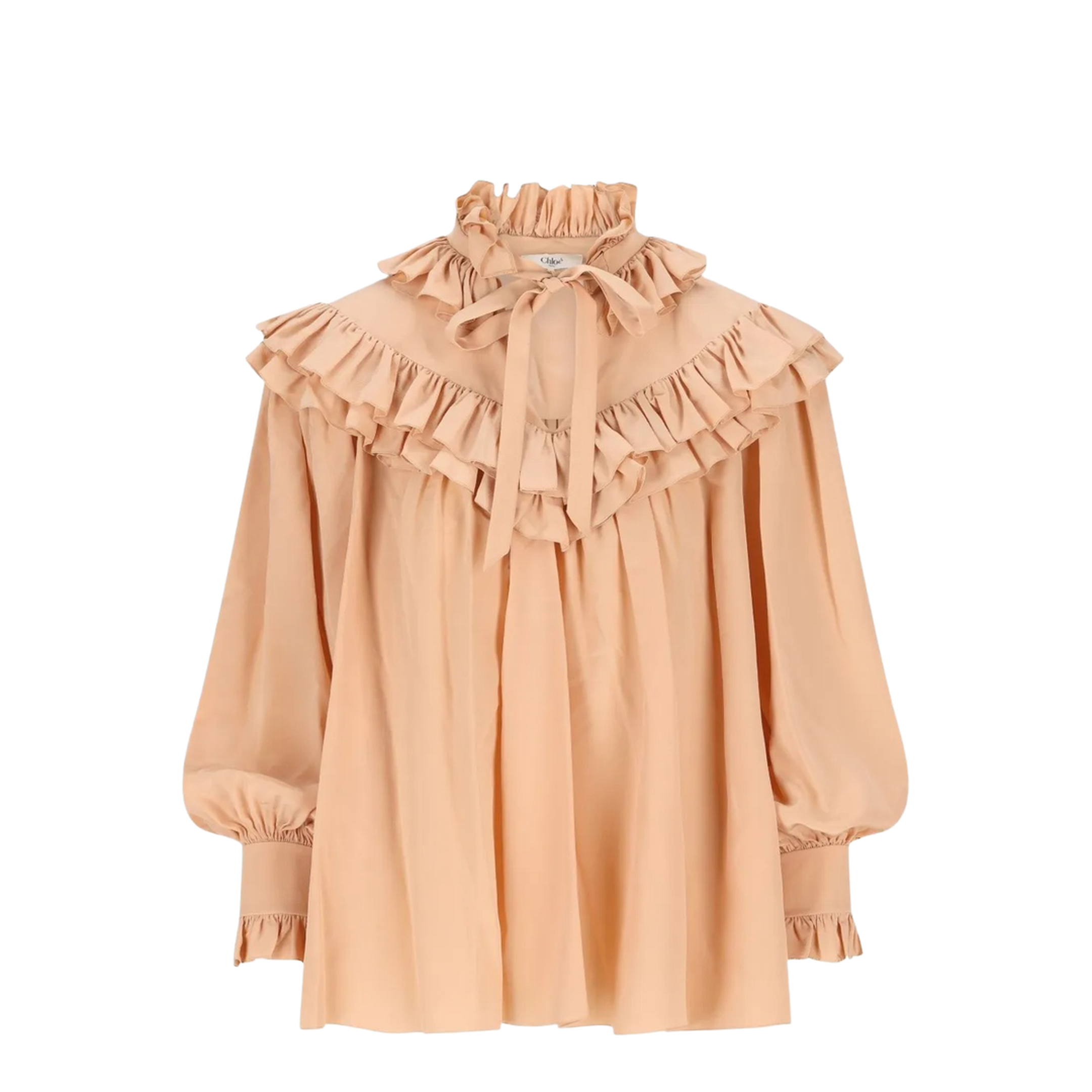 Oversized Crêpe de Chine Ruffle Top - Image 1