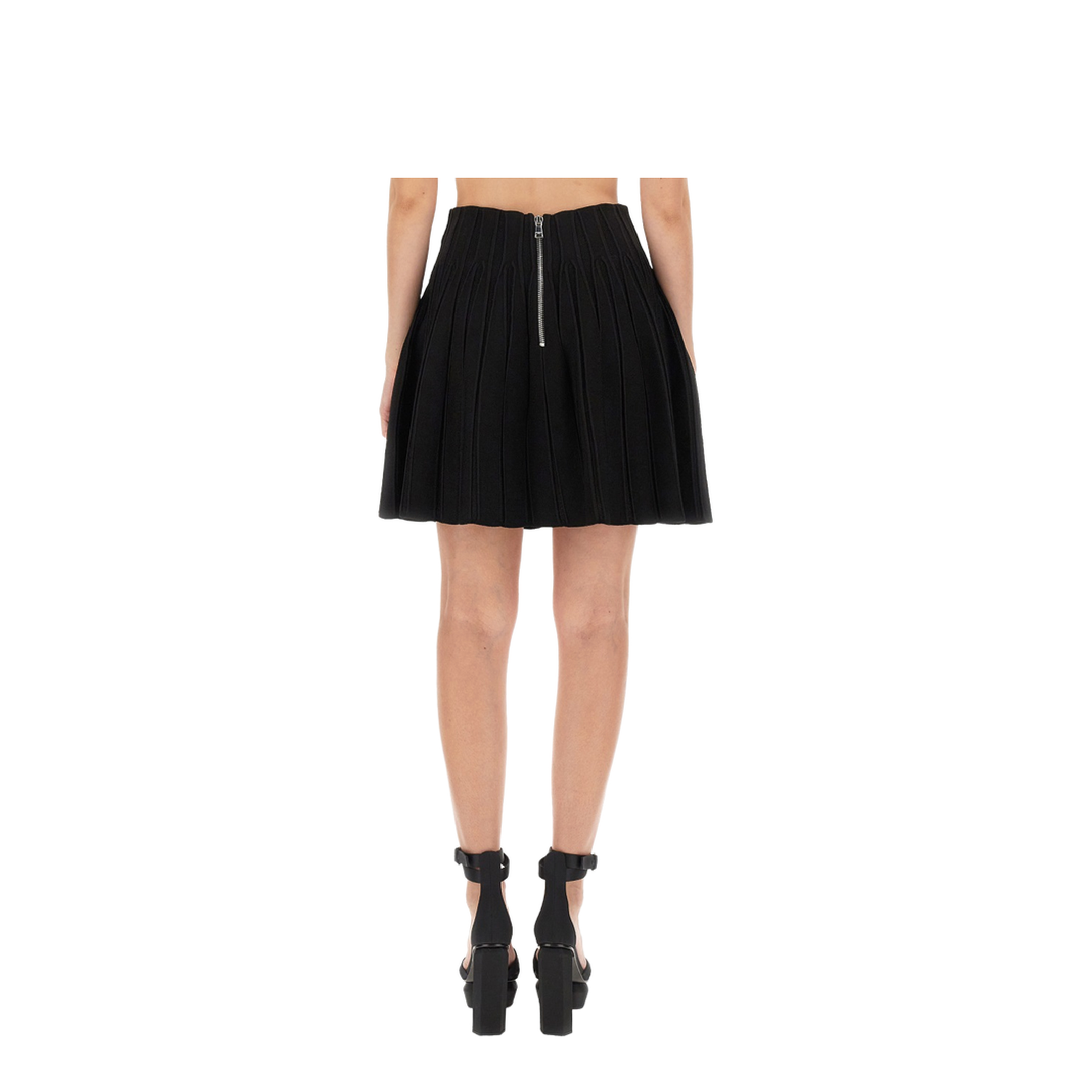 Tweed Pencil Skirt Frayed Hem Black - Image 3