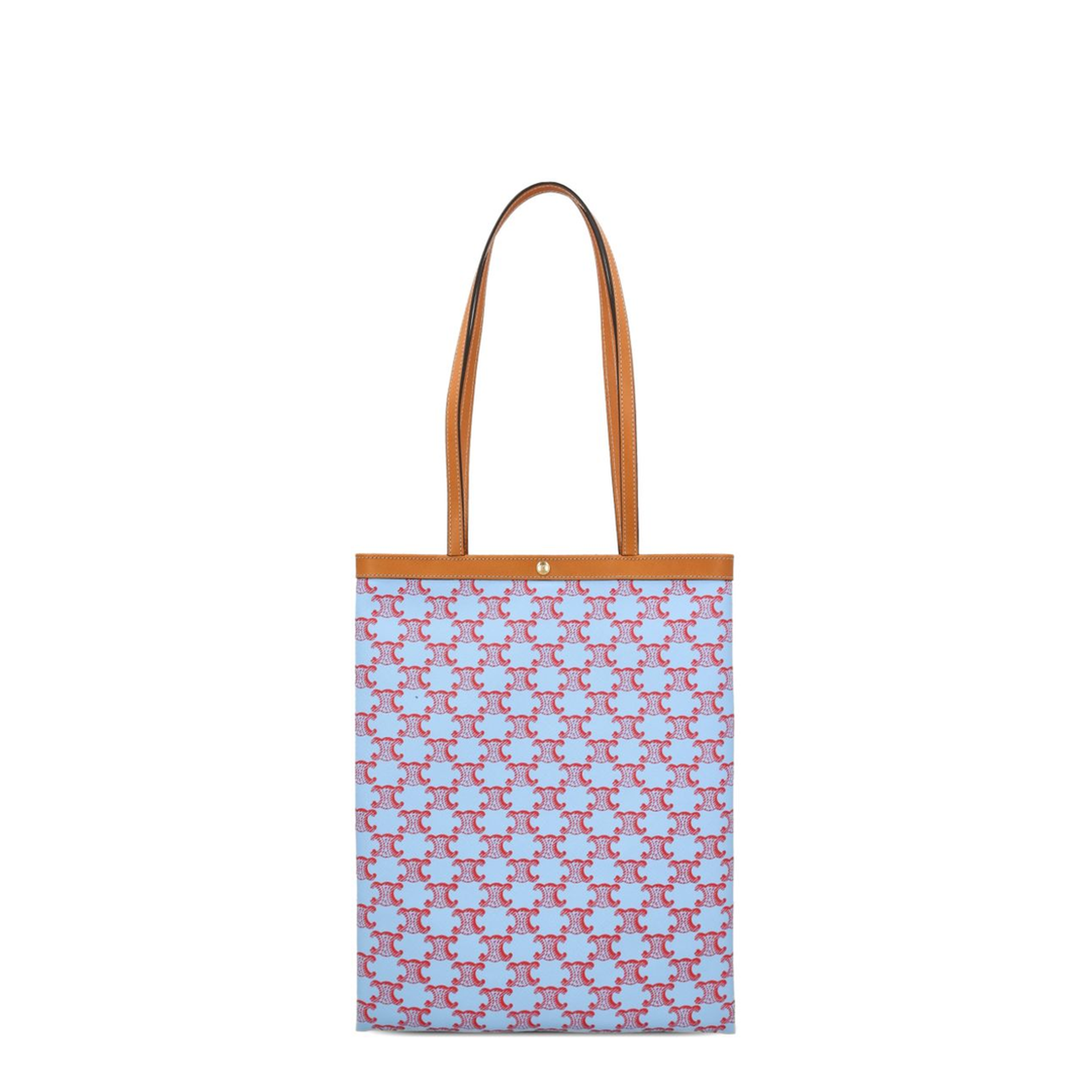 Triomphe Canvas Medium Flat Shopper - DENIM BLUE / RED - Image 1