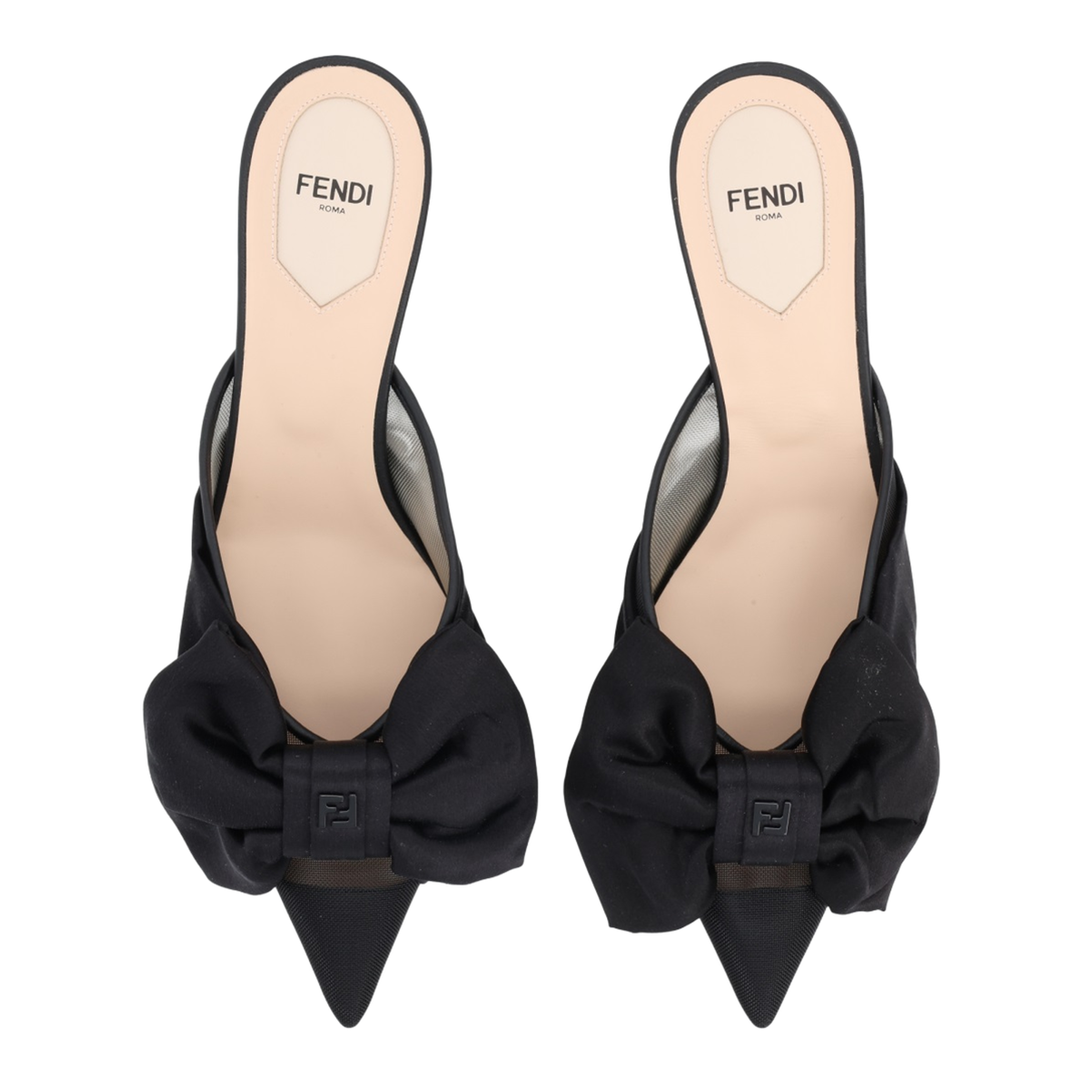 Black Satin Medium-Heeled Sabots - Image 5