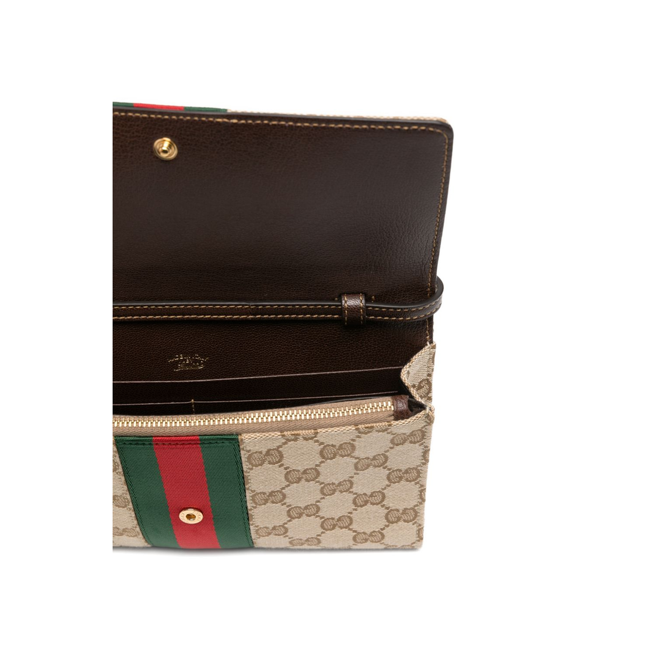 Horsebit Web GG Canvas Wallet - Sand and Dark Brown - Image 2