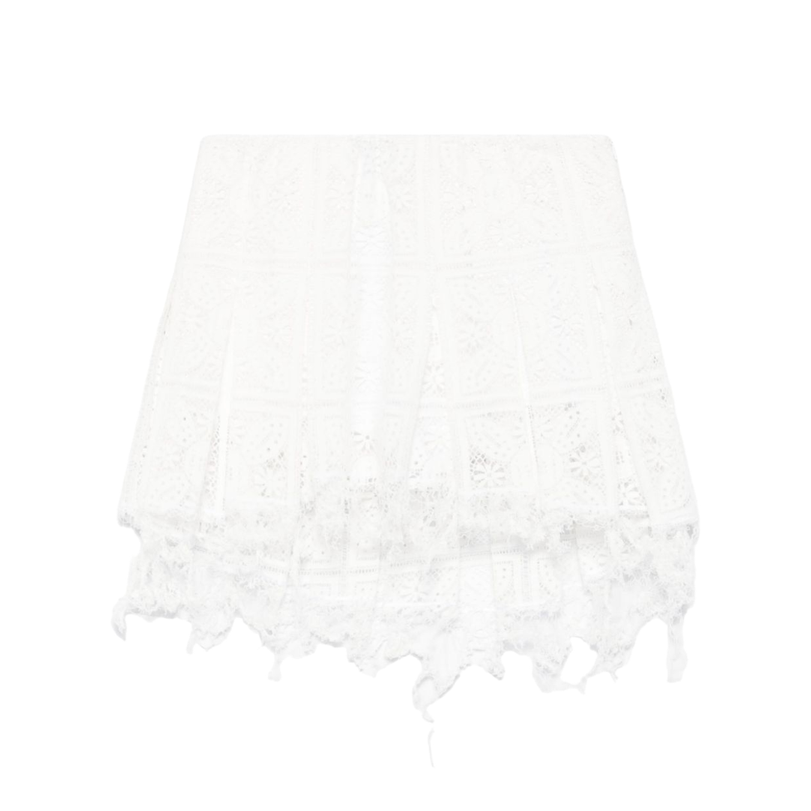 Pleated Mini Skirt in Cotton Blend White - Image 1