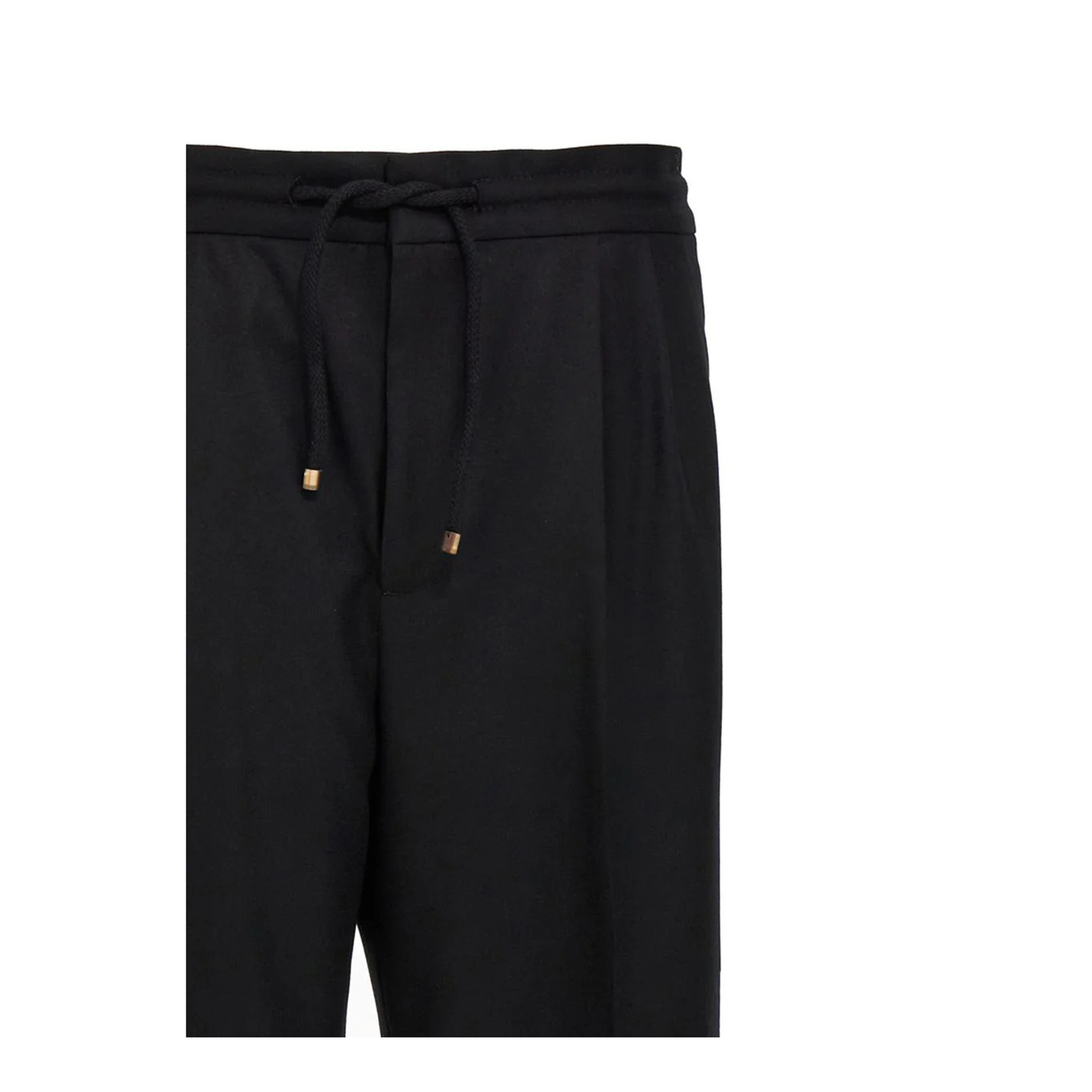 Leisure fit trousers in virgin wool flannel with drawstring and double darts - Image 1
