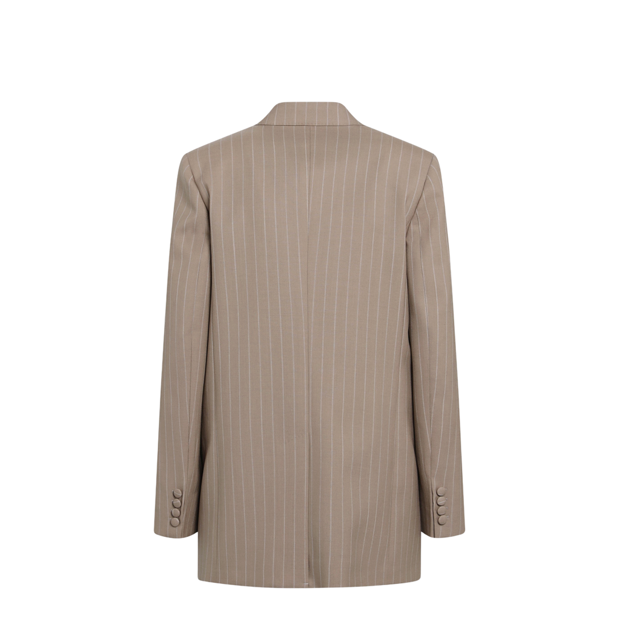 Double-Breasted Pinstripe Jacket in Mud/Ivory Virgin Wool - Image 2